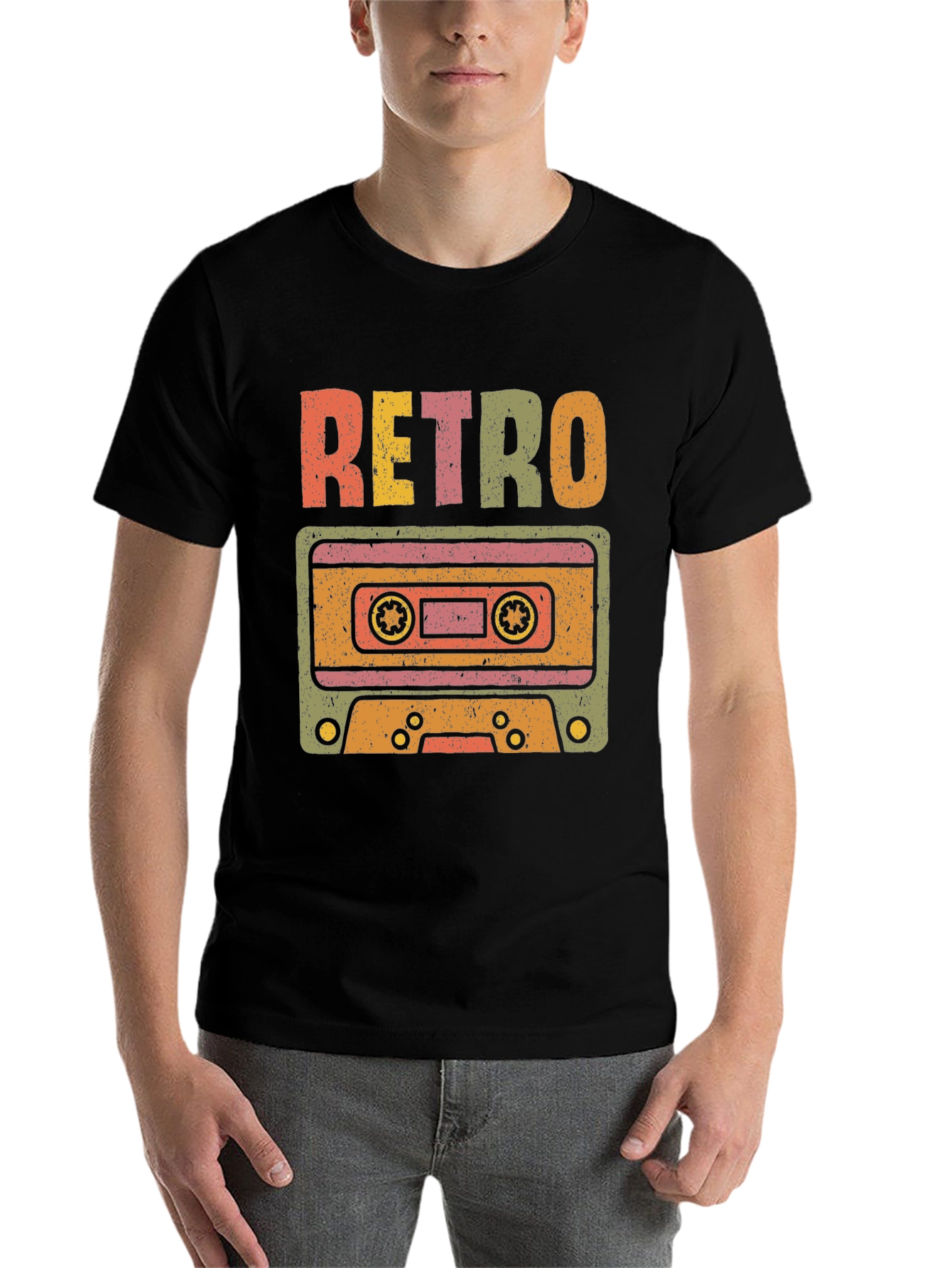 Black Retro Cassette Tape T-Shirt - Vintage Style view 7