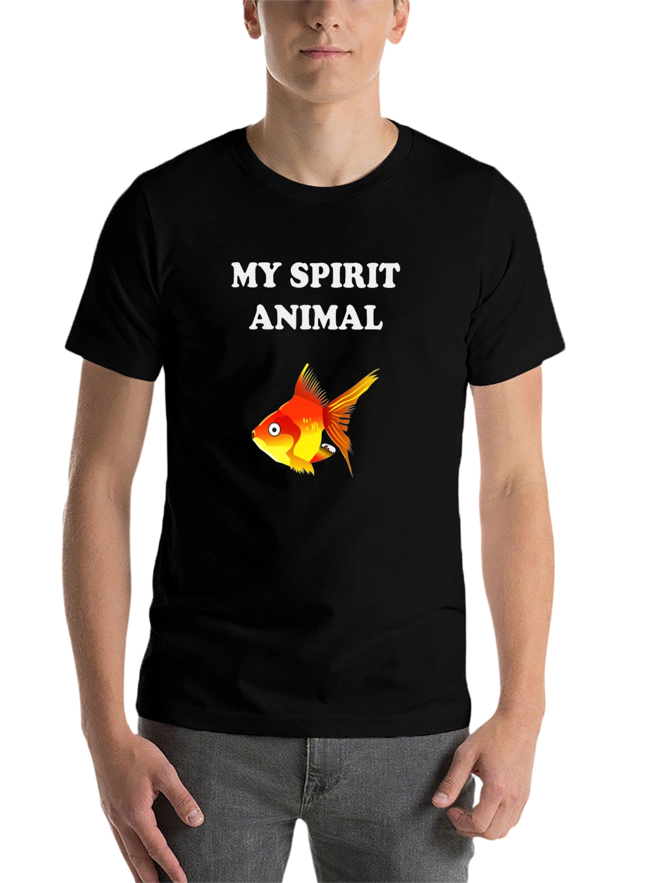 Black My Spirit Animal Goldfish Graphic Tee - Soft Cotton Blend view 7