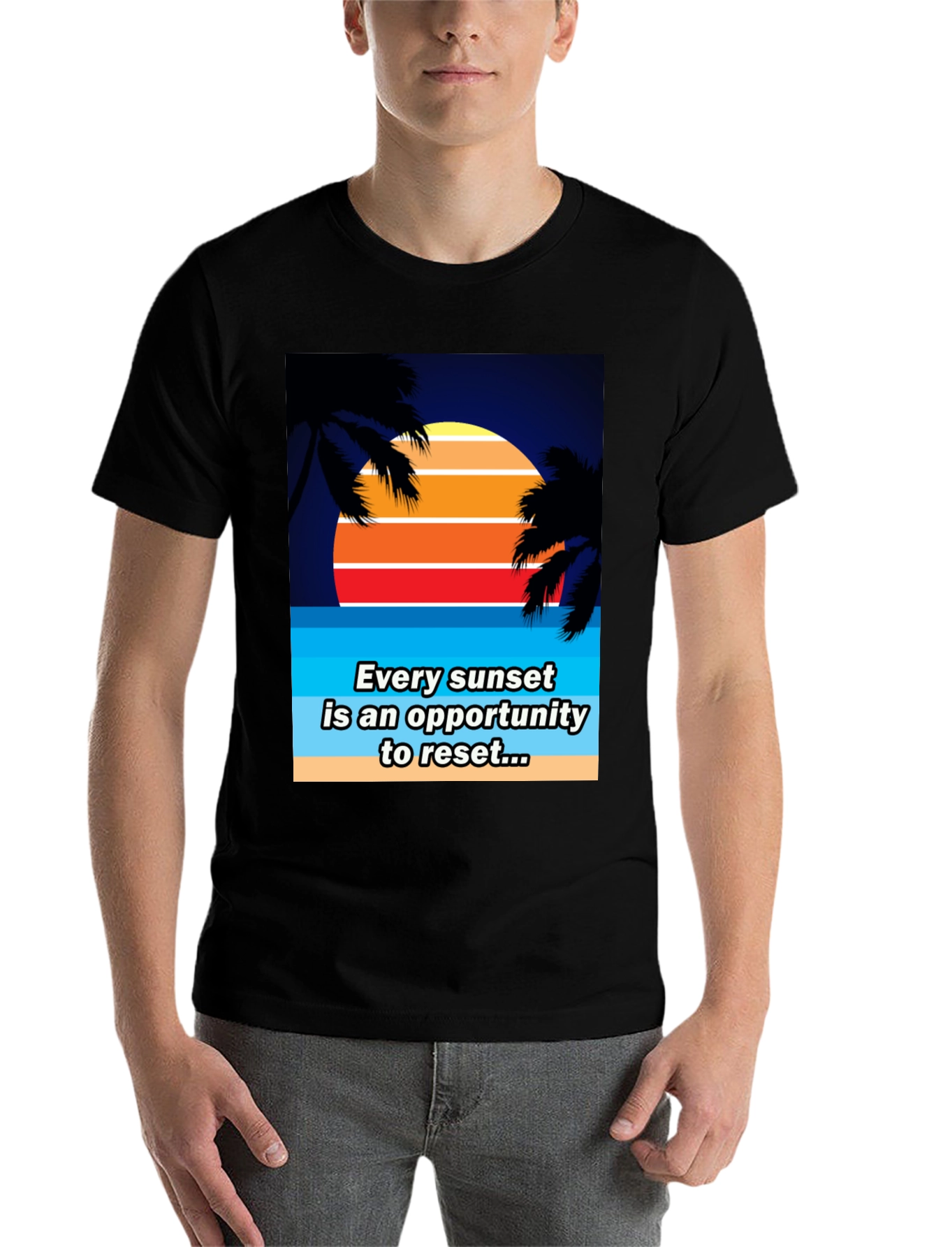 Black Sunset Reset Graphic Tee - Beach Vibes view 7