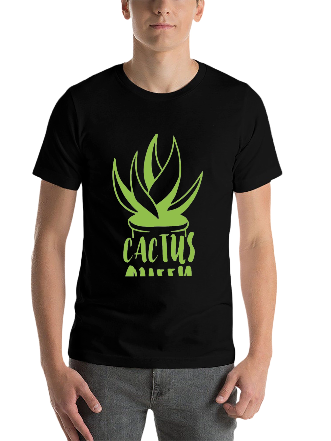 Black Cactus Queen Black T-Shirt - Stylish Plant Lover Tee view 7