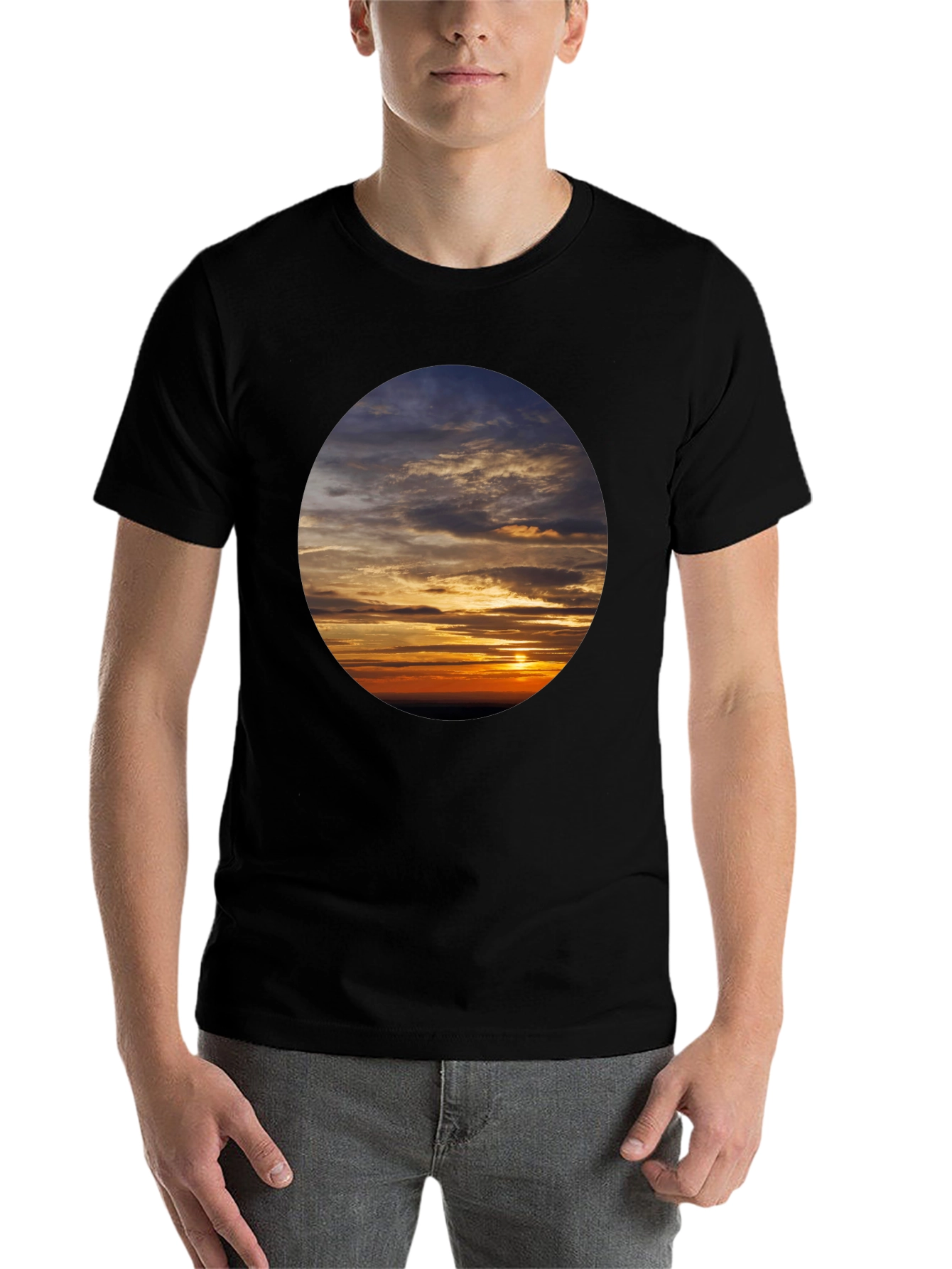 Black Sunset Sky Graphic Tee - Soft Cotton Casual Shirt view 7