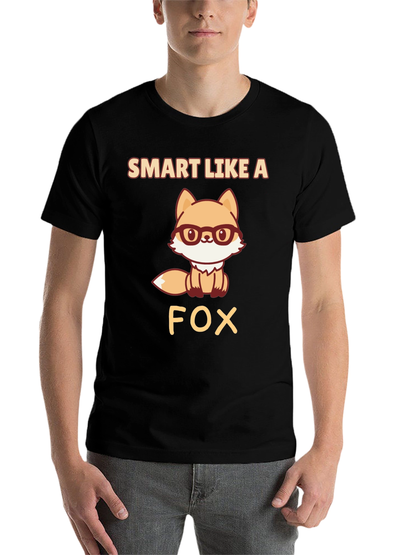 Black Smart Like A Fox T-Shirt, Geeky Animal Tee view 7