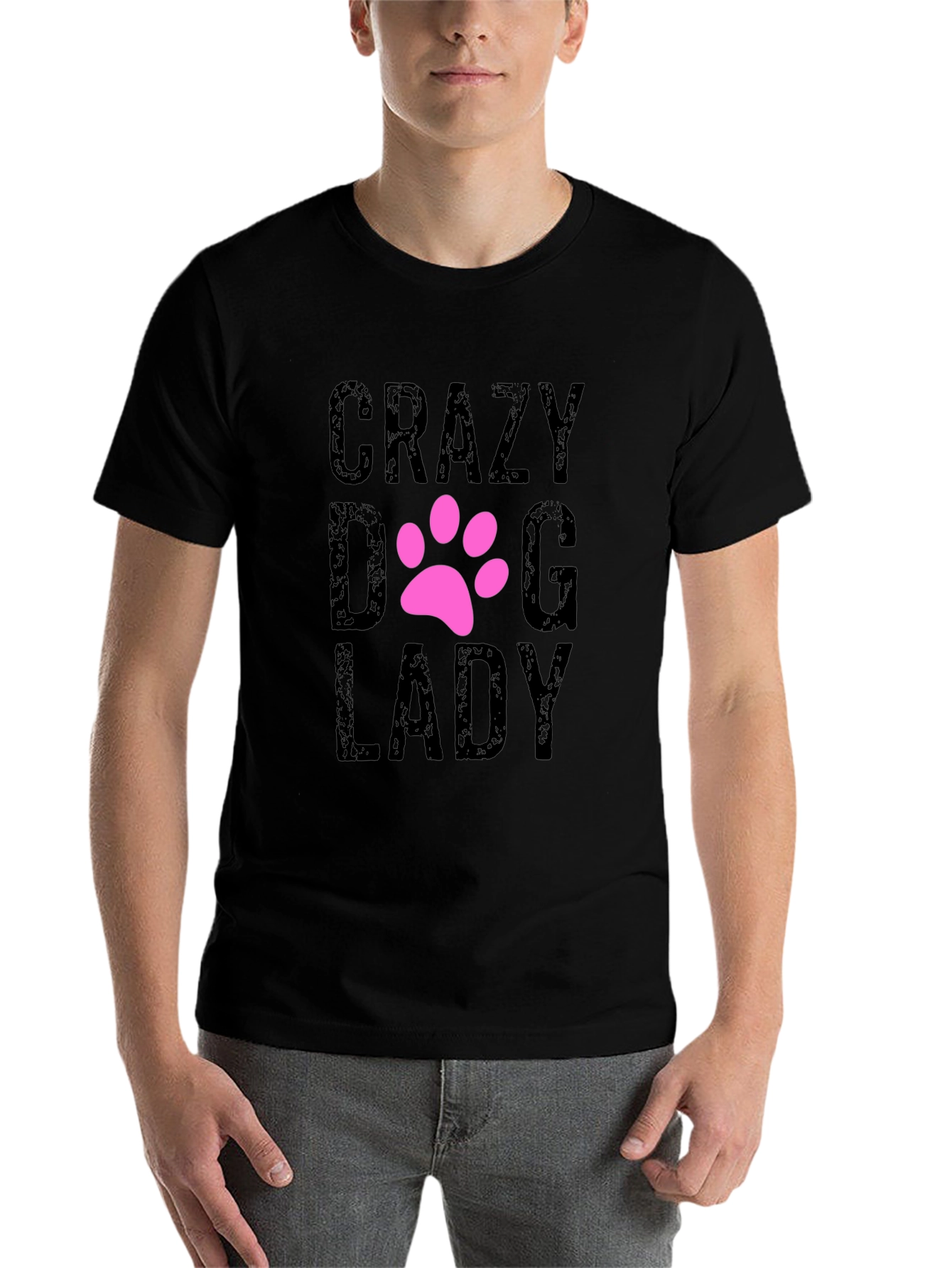 Black Crazy Dog Lady T-Shirt - Cute Pet Lover Tee view 7