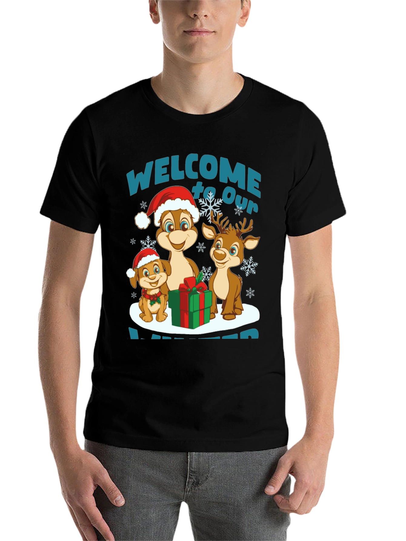 Black Festive Christmas Character T-Shirt view 7