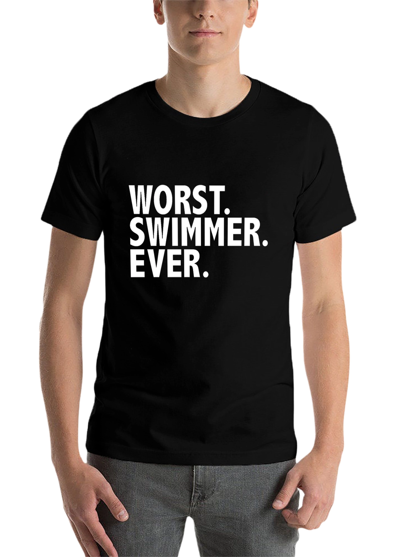 Black Worst Swimmer Ever Graphic T-Shirt view 7
