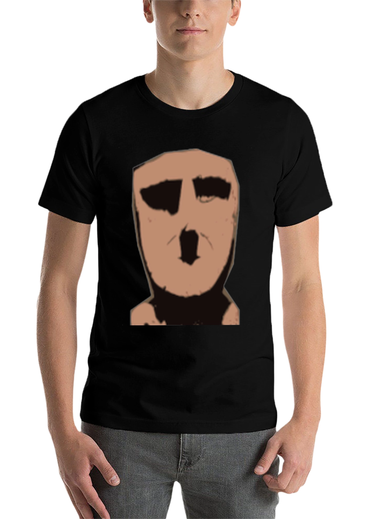 Black Abstract Face Graphic Black T-Shirt view 7