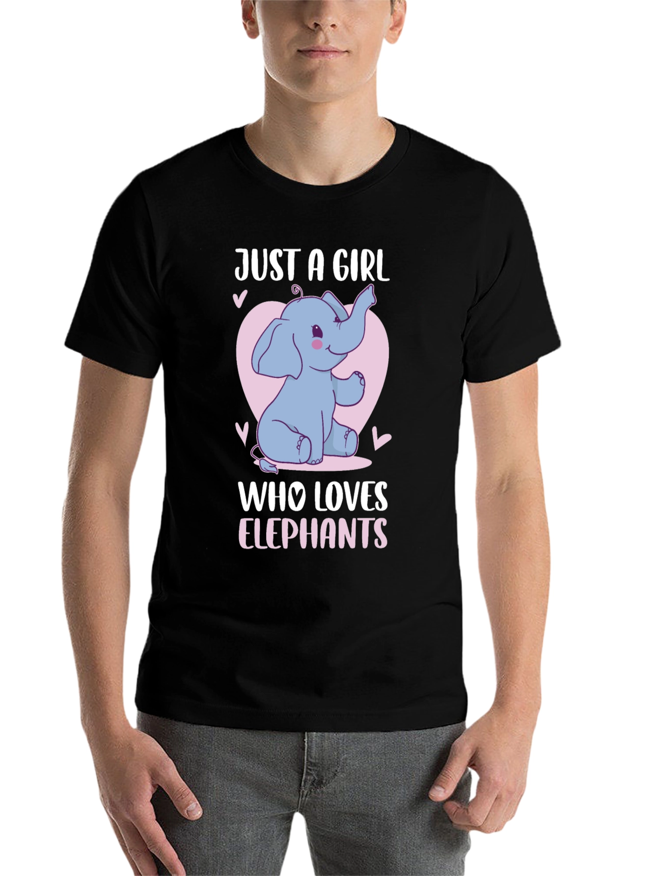 Black Just A Girl Who Loves Elephants T-Shirt view 7