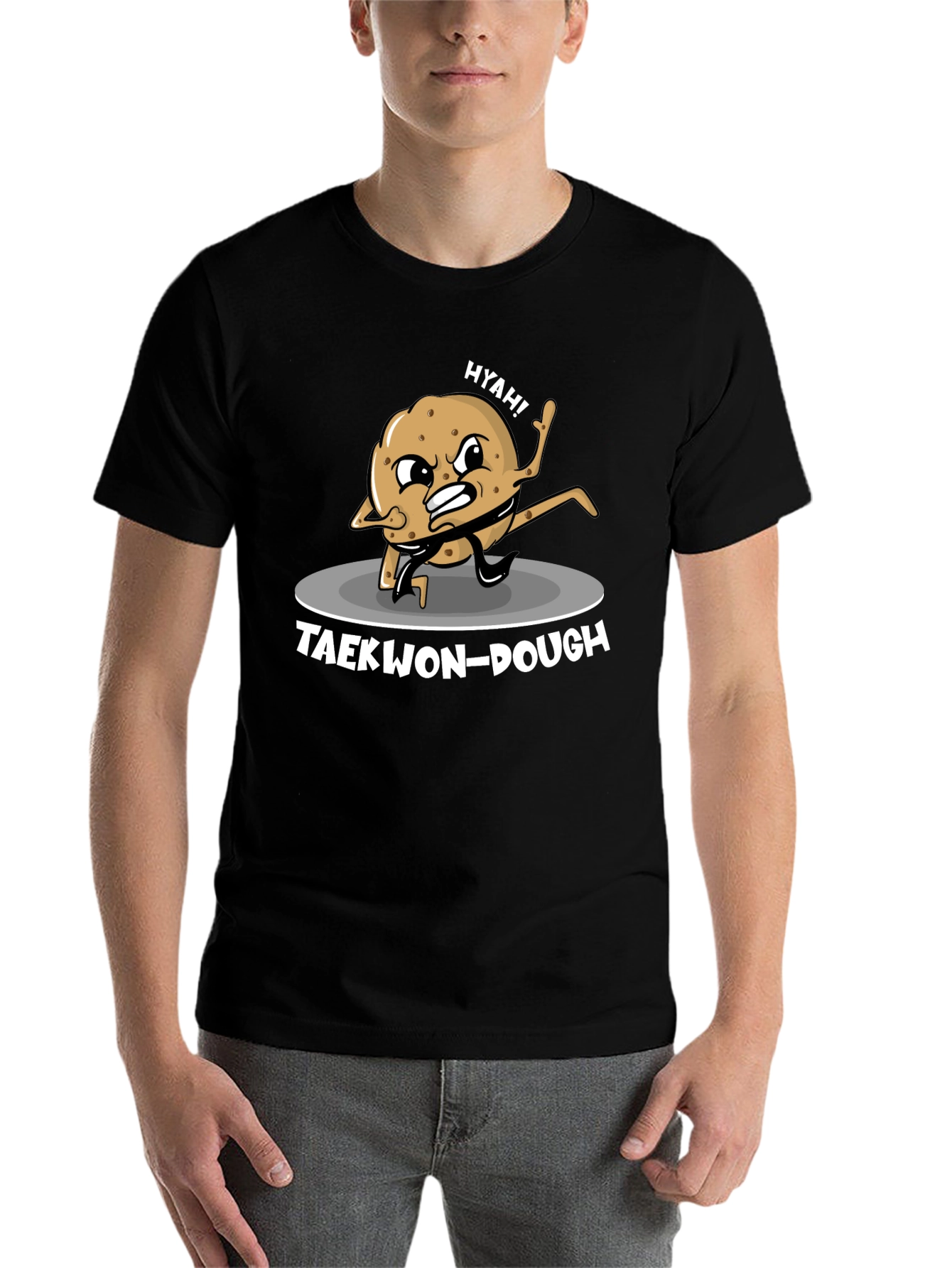 Black Taekwon-Dough Funny Graphic T-Shirt view 7