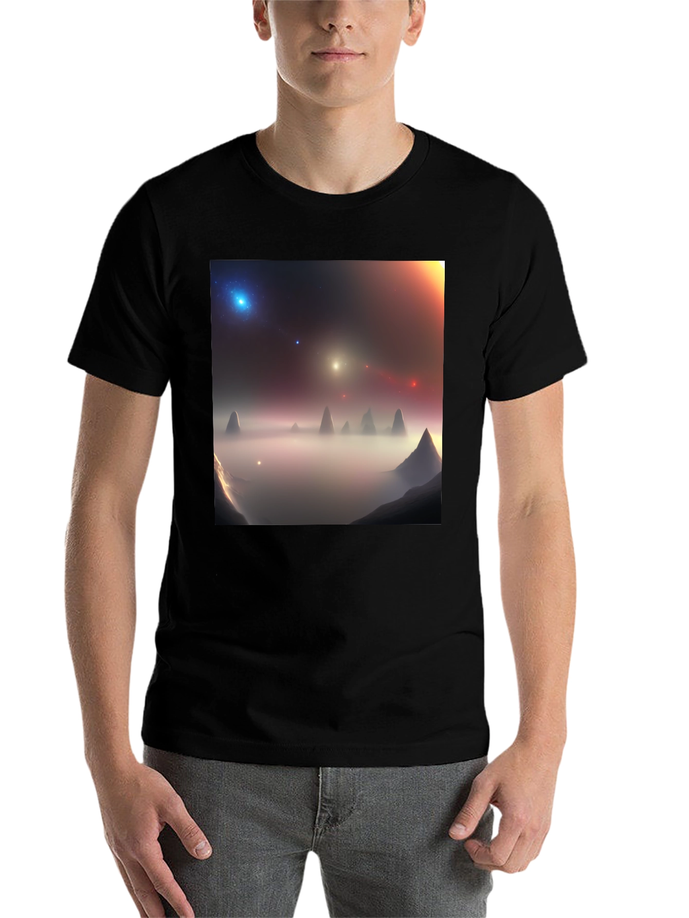 Black Nebula Vista Graphic Tee - Black Cotton Comfort view 7