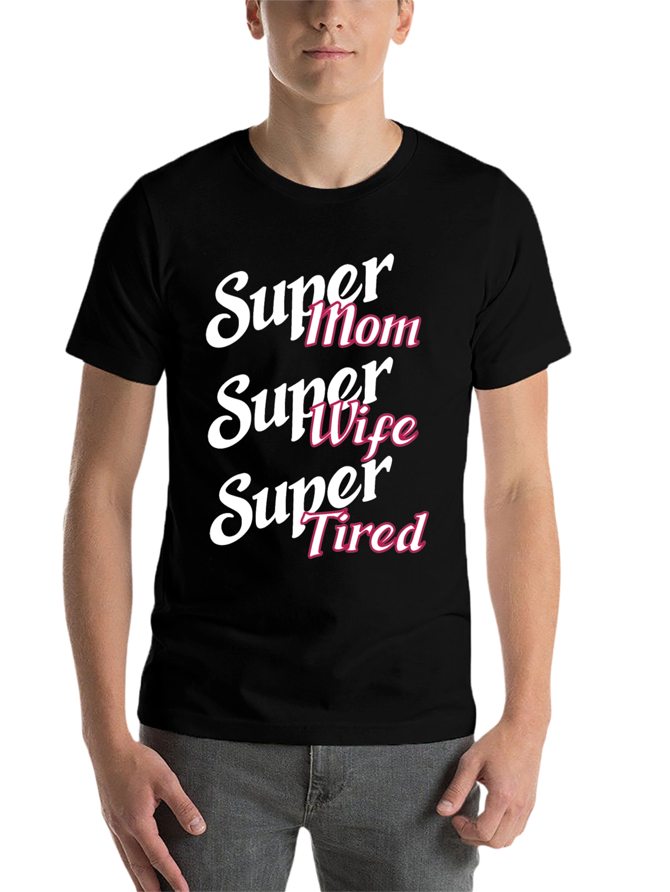 Black Super Mom Wife Tired Graphic T-Shirt view 7