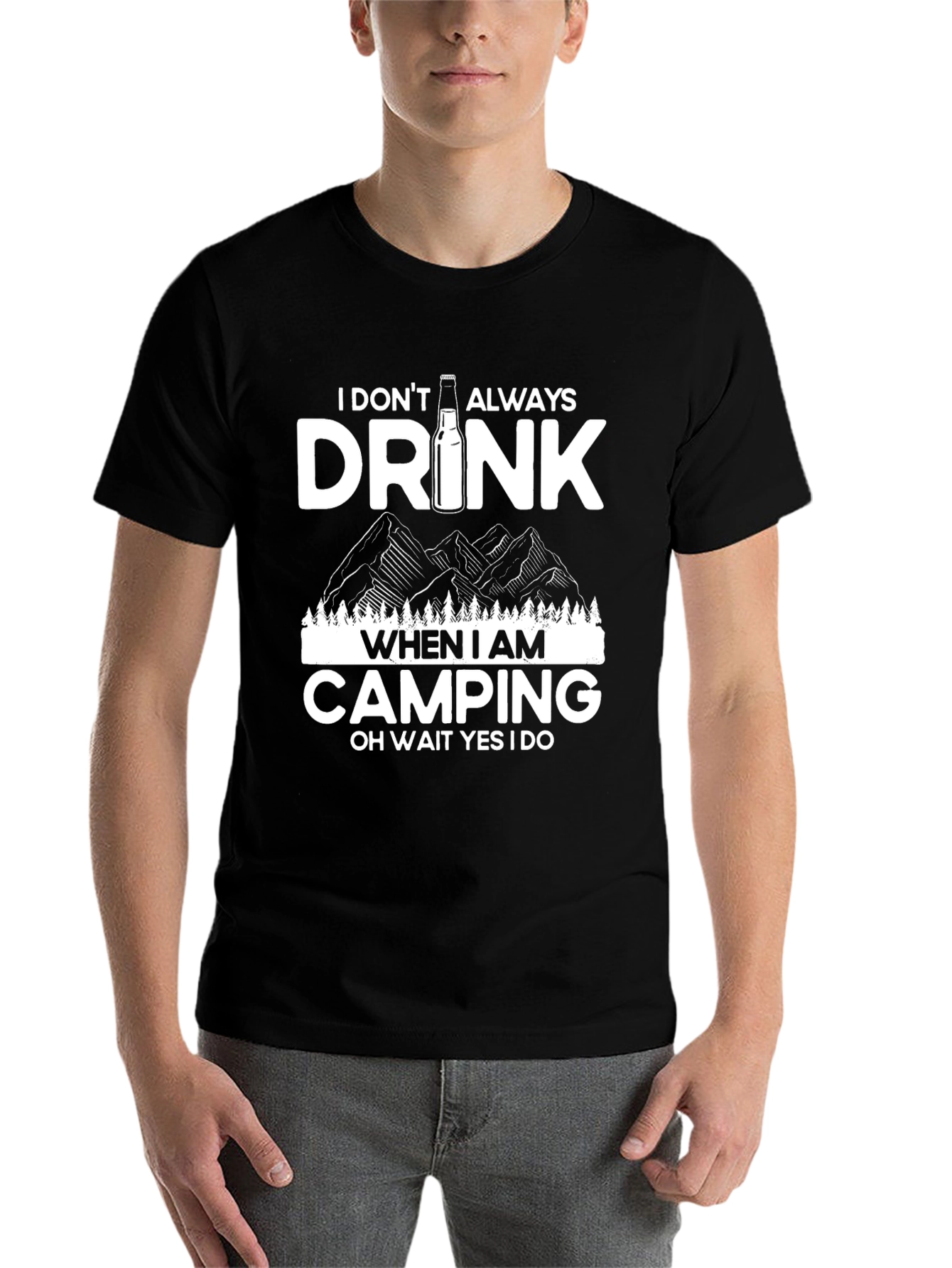 Black Funny Camping T-Shirt - I Drink When Camping view 7