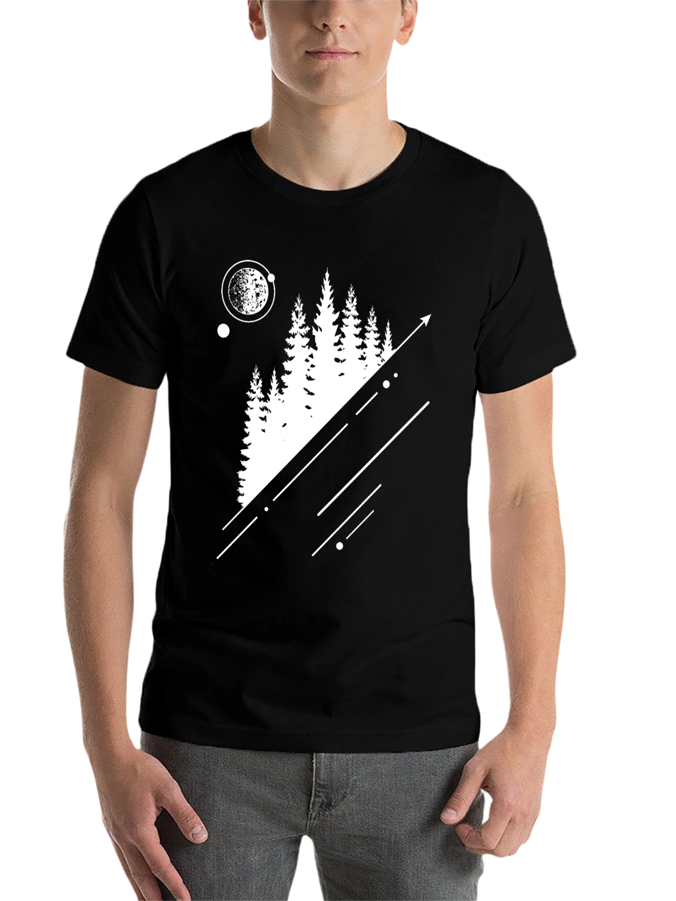 Black Modern Forest Tee - Graphic Print Black T-Shirt view 7