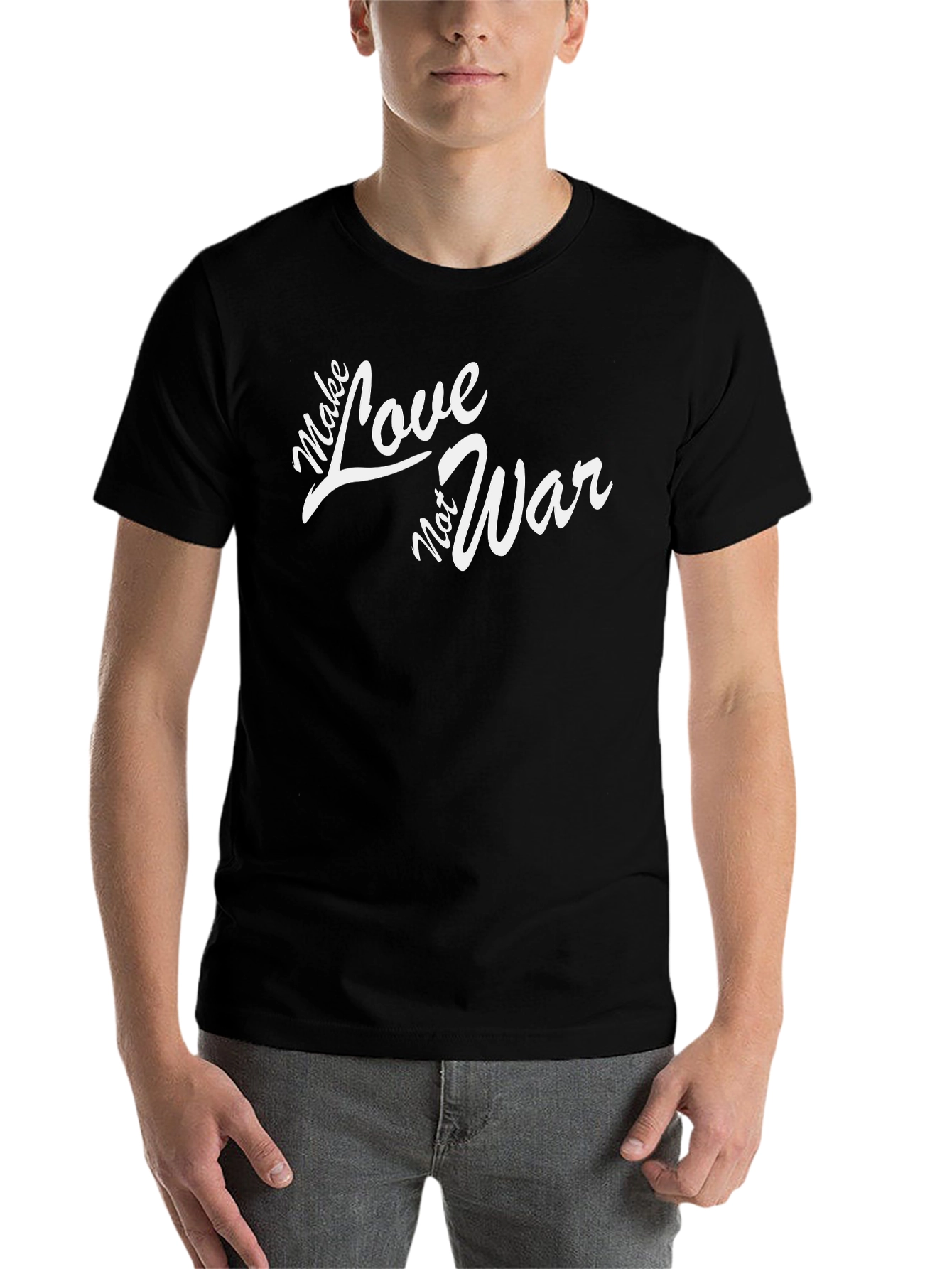Black Make Love Not War Graphic T-Shirt - Black view 7