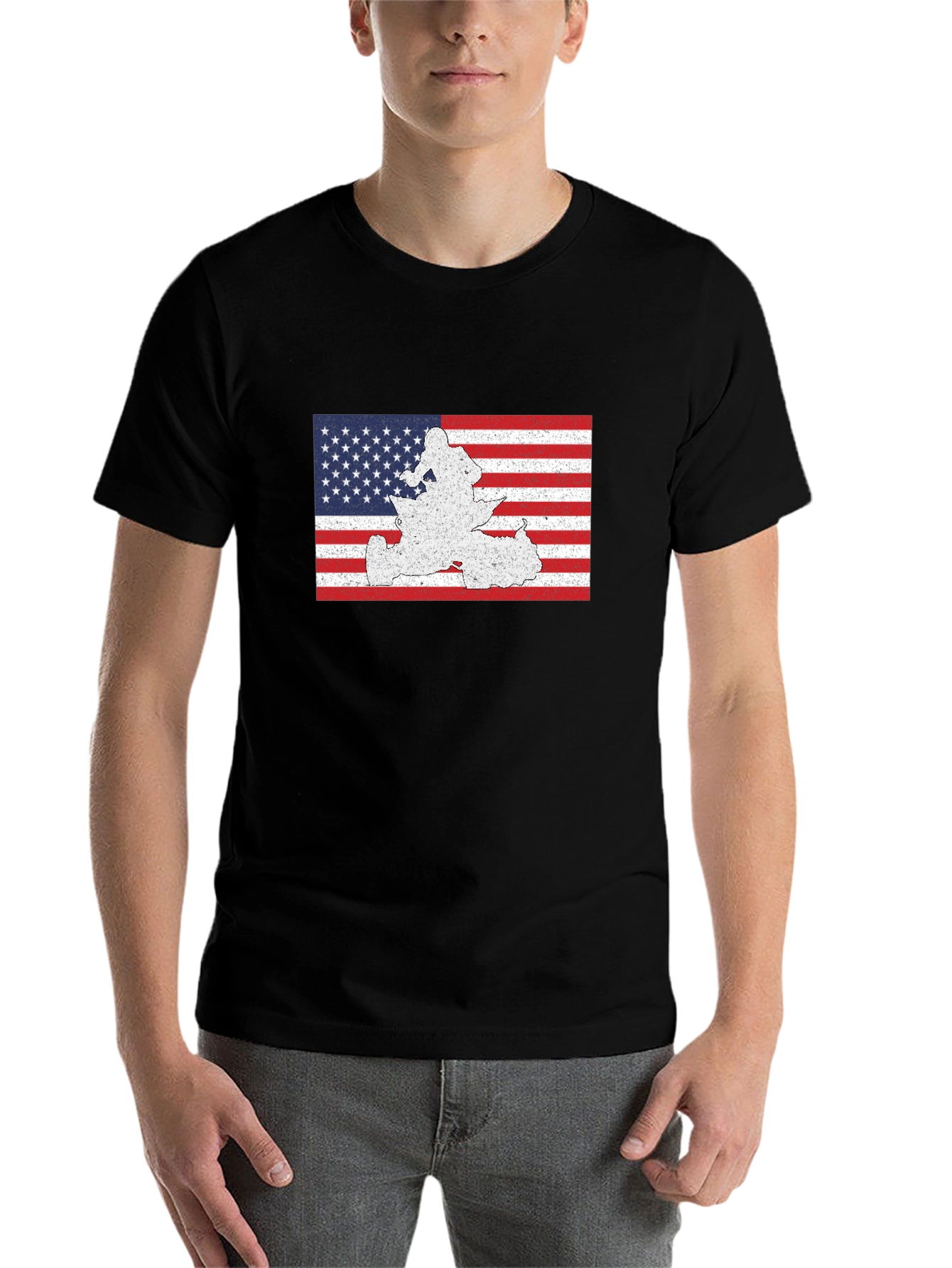 American Flag Snowmobile Graphic T-Shirt - 7