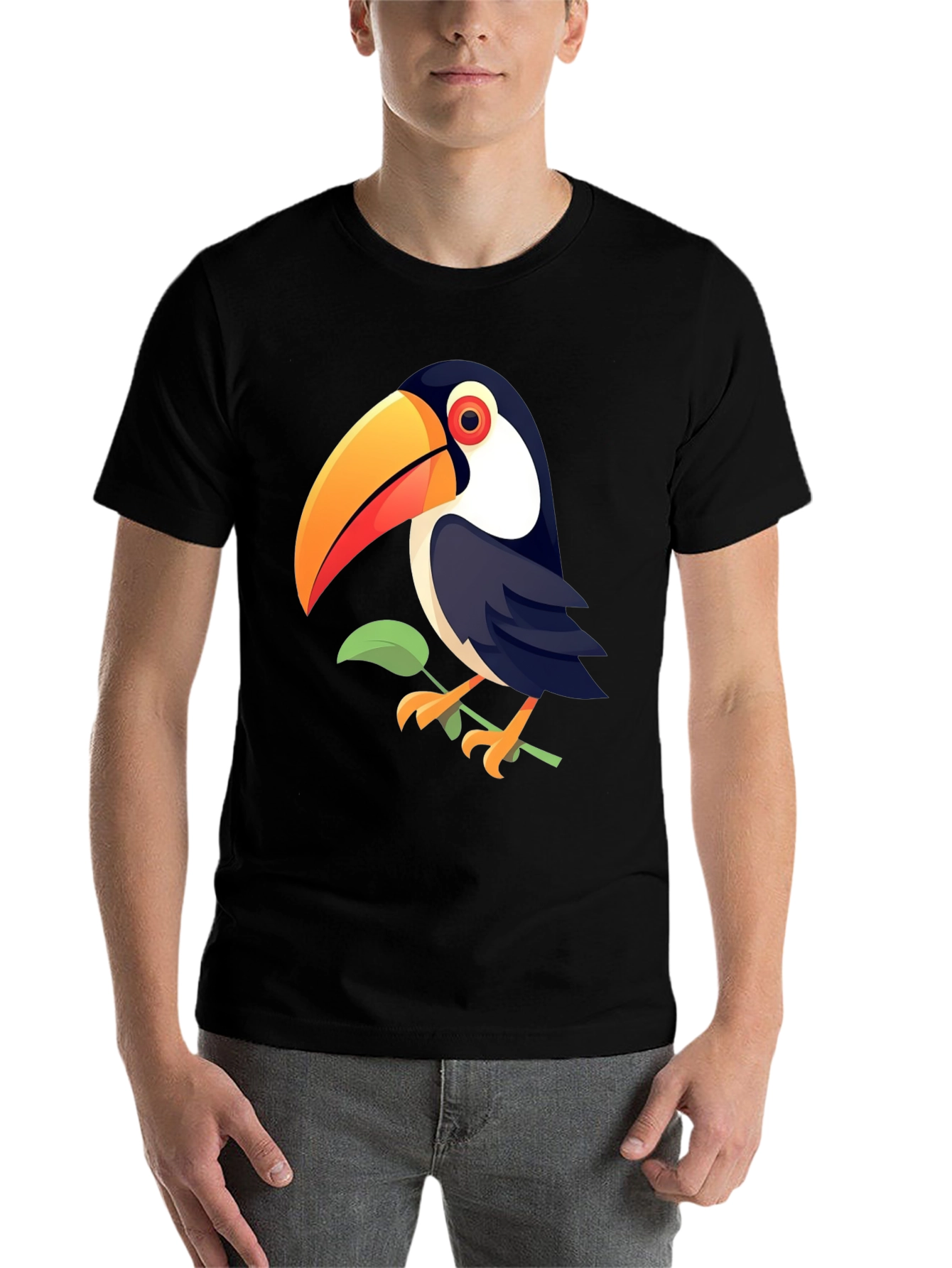 Black Toucan Graphic Print Black T-Shirt view 7