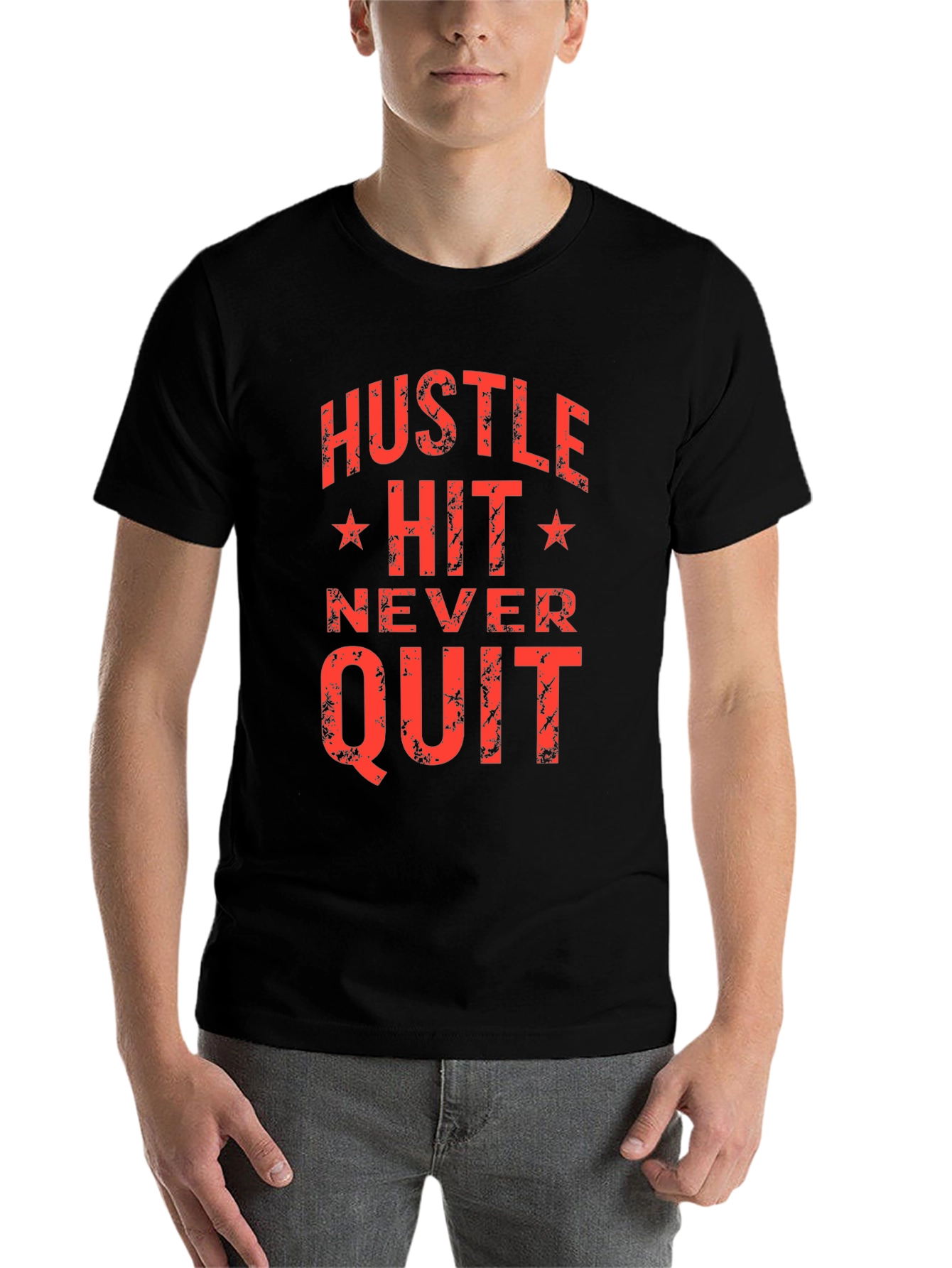 Black Hustle Hit Never Quit Graphic T-Shirt view 7