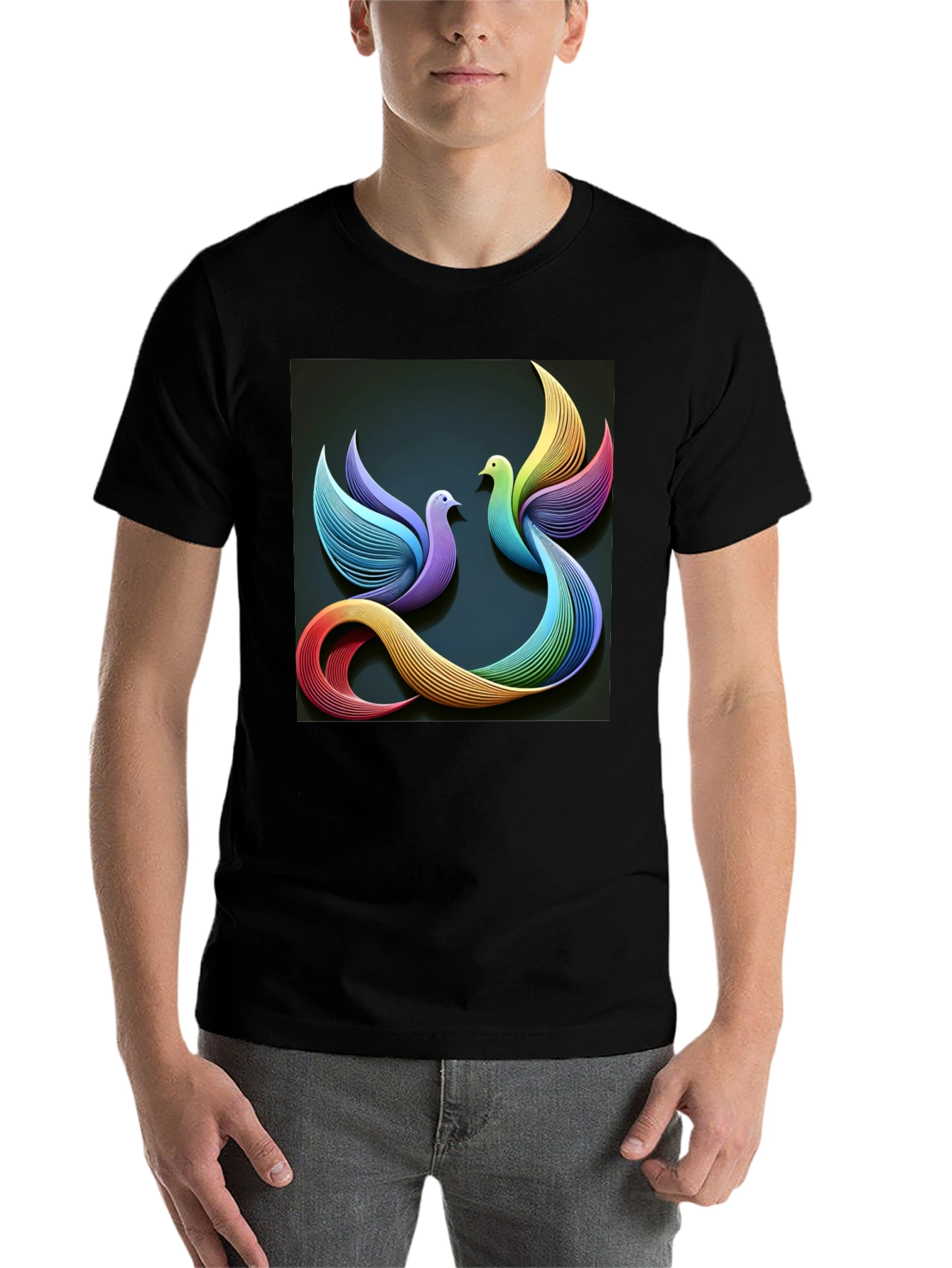 Black Rainbow Dove T-Shirt view 7