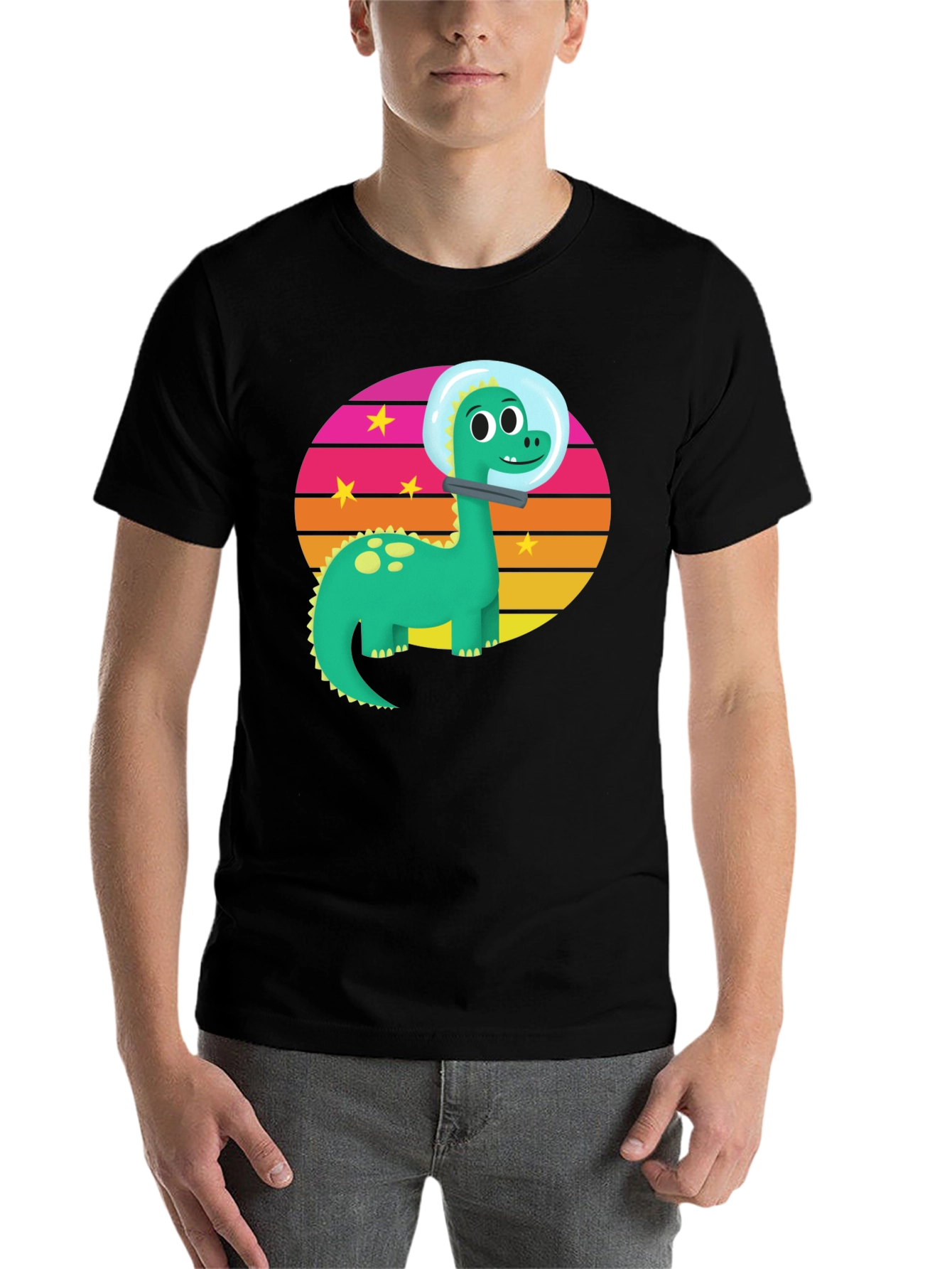 Black Dino Astronaut Graphic T-Shirt view 7