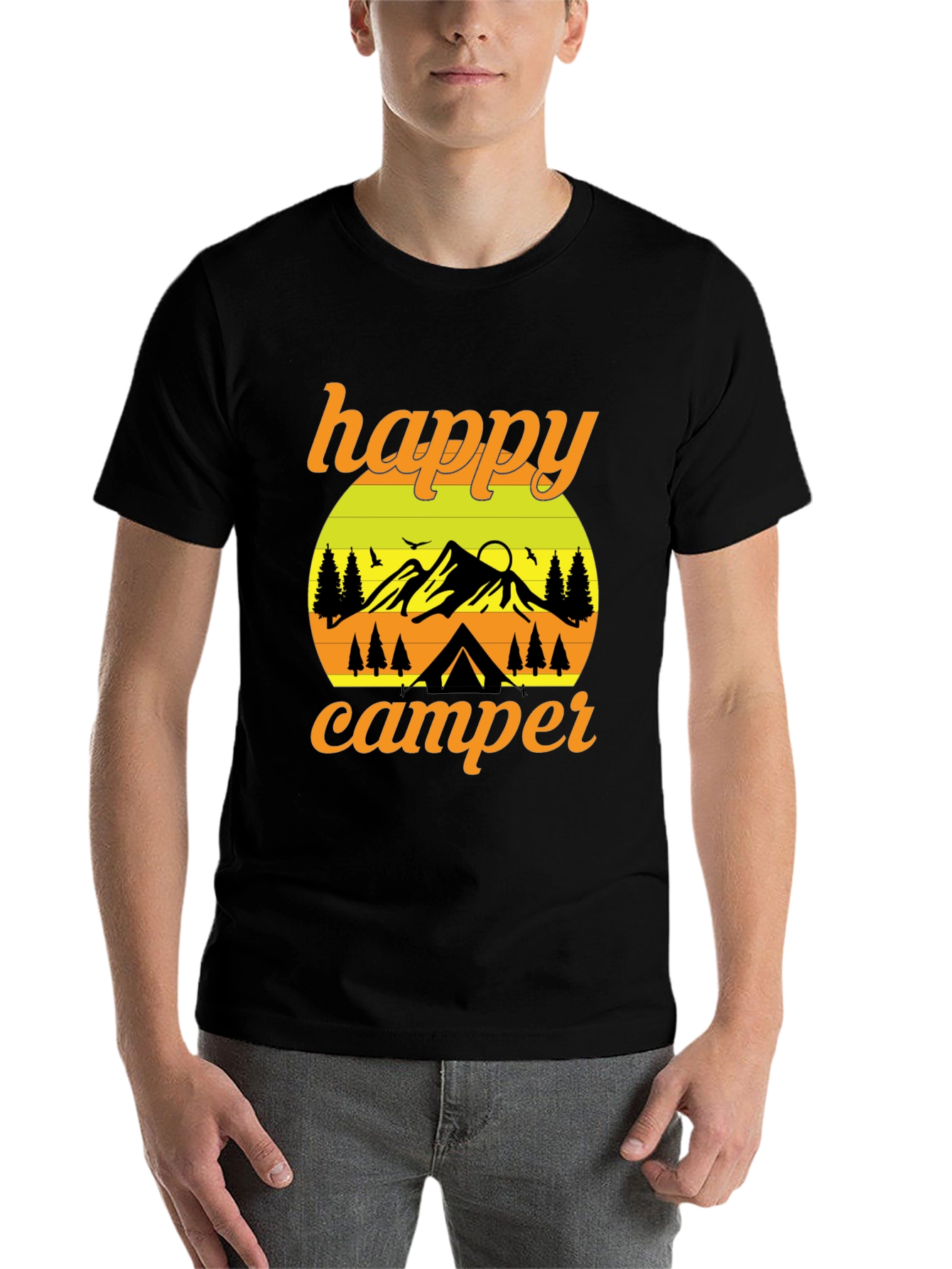 Black Happy Camper Graphic T-Shirt - Outdoor Adventure view 7