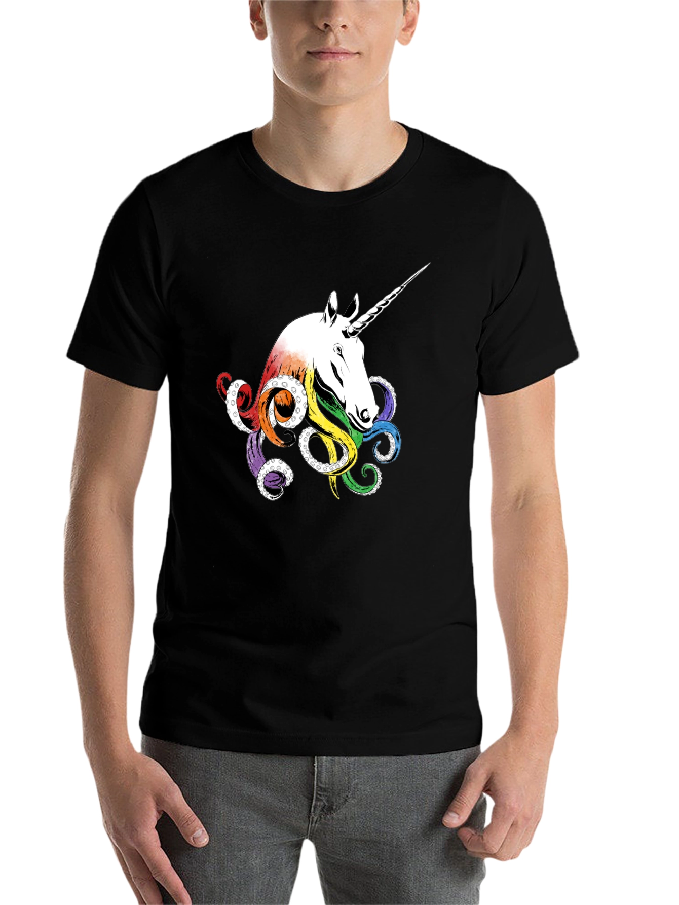 Black Unicorn Octopus T-Shirt - Unique Graphic Tee view 7