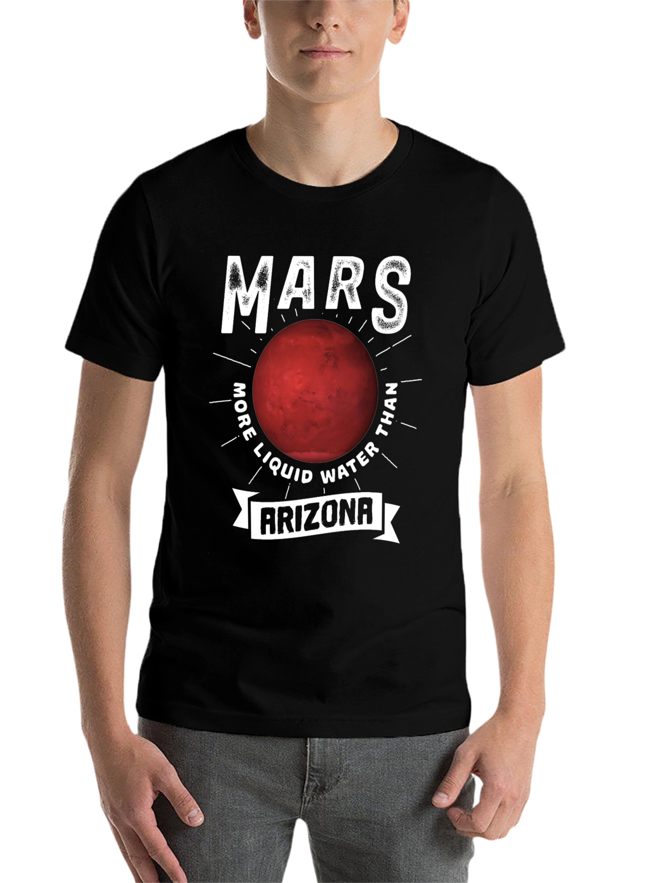 Black Mars Arizona Graphic T-Shirt - Funny Space Tee view 7