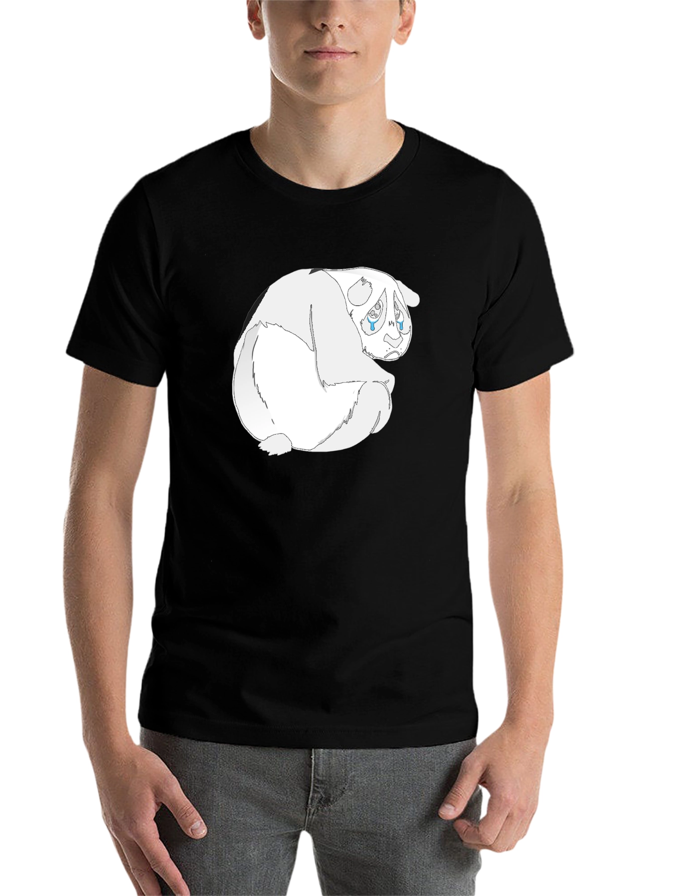 Black Sad Panda Graphic Tee - Black Cotton Blend view 7