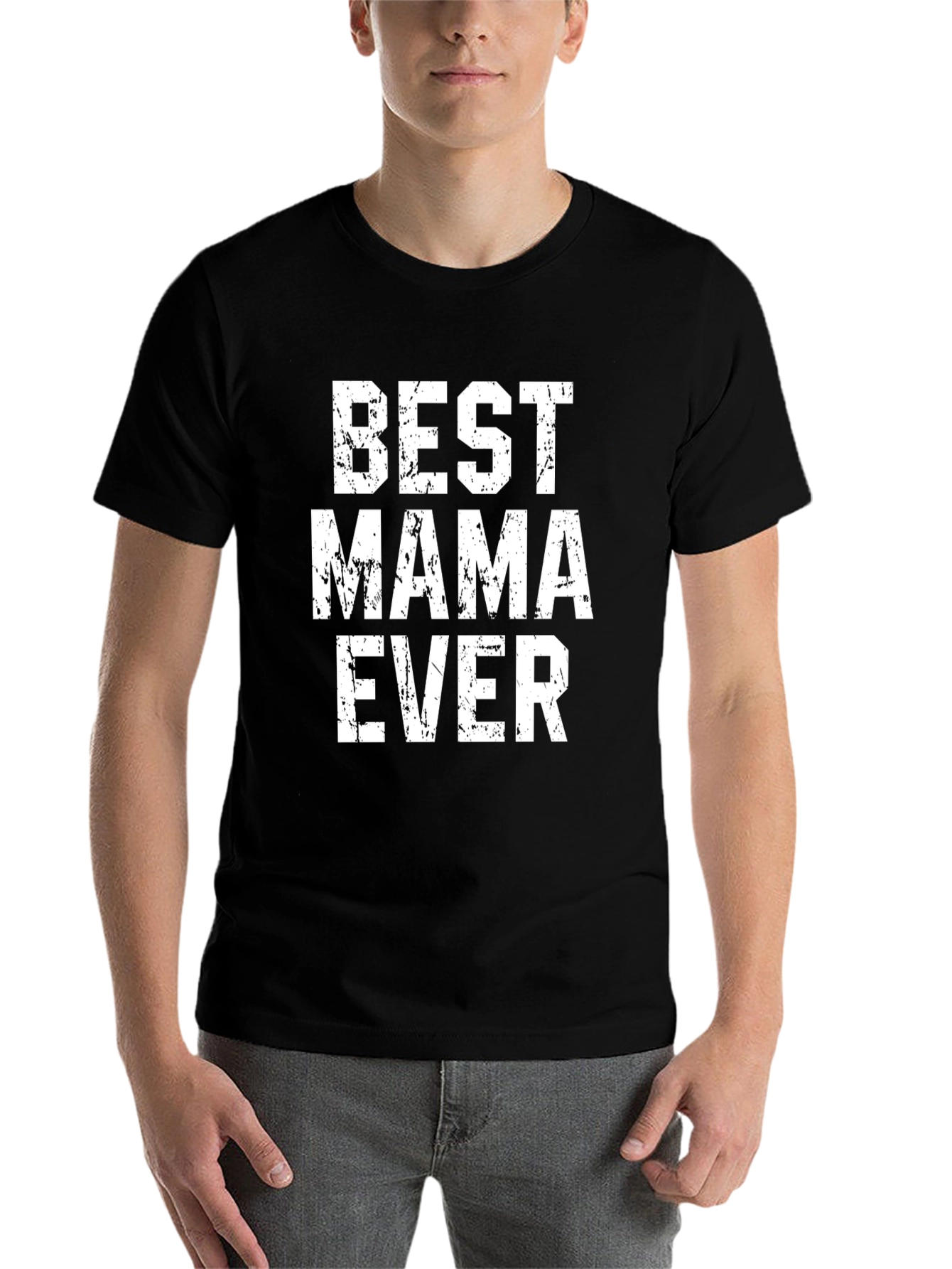 Black Best Mama Ever - Black T-Shirt view 7