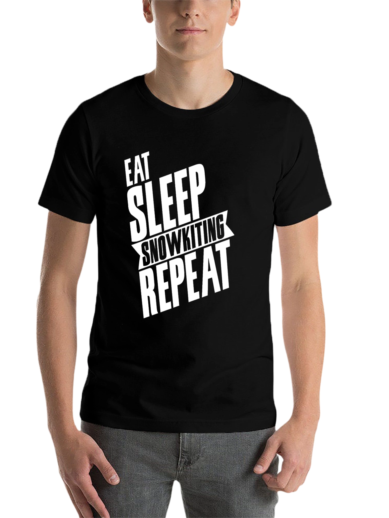 Black Eat Sleep Snowkiting Repeat T-Shirt Black view 7