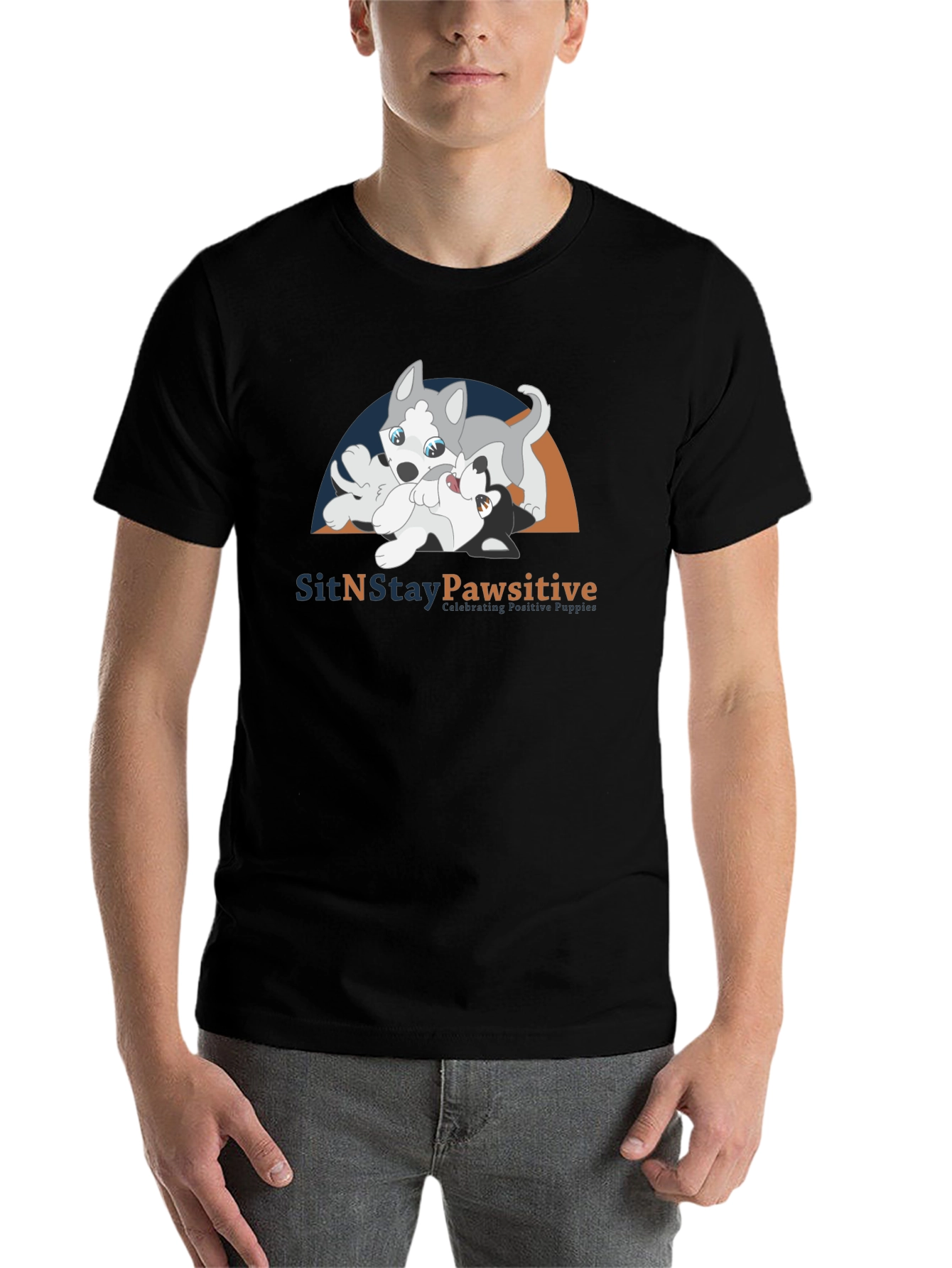 Black SitNStay Pawsitive Black Cotton T-Shirt view 7