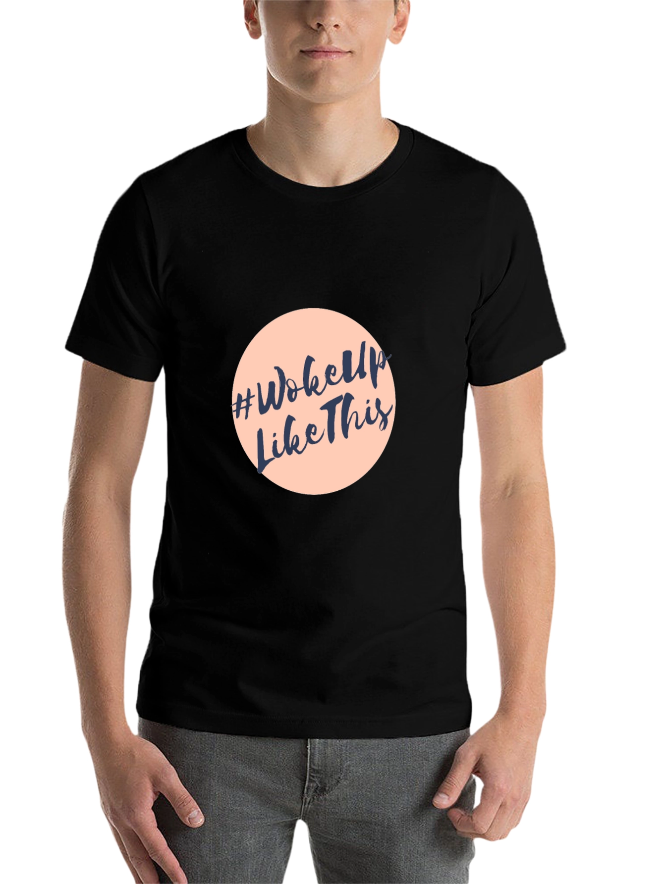 Black #WokeUpLikeThis Graphic Tee - Stylish Black Cotton T-Shirt view 7