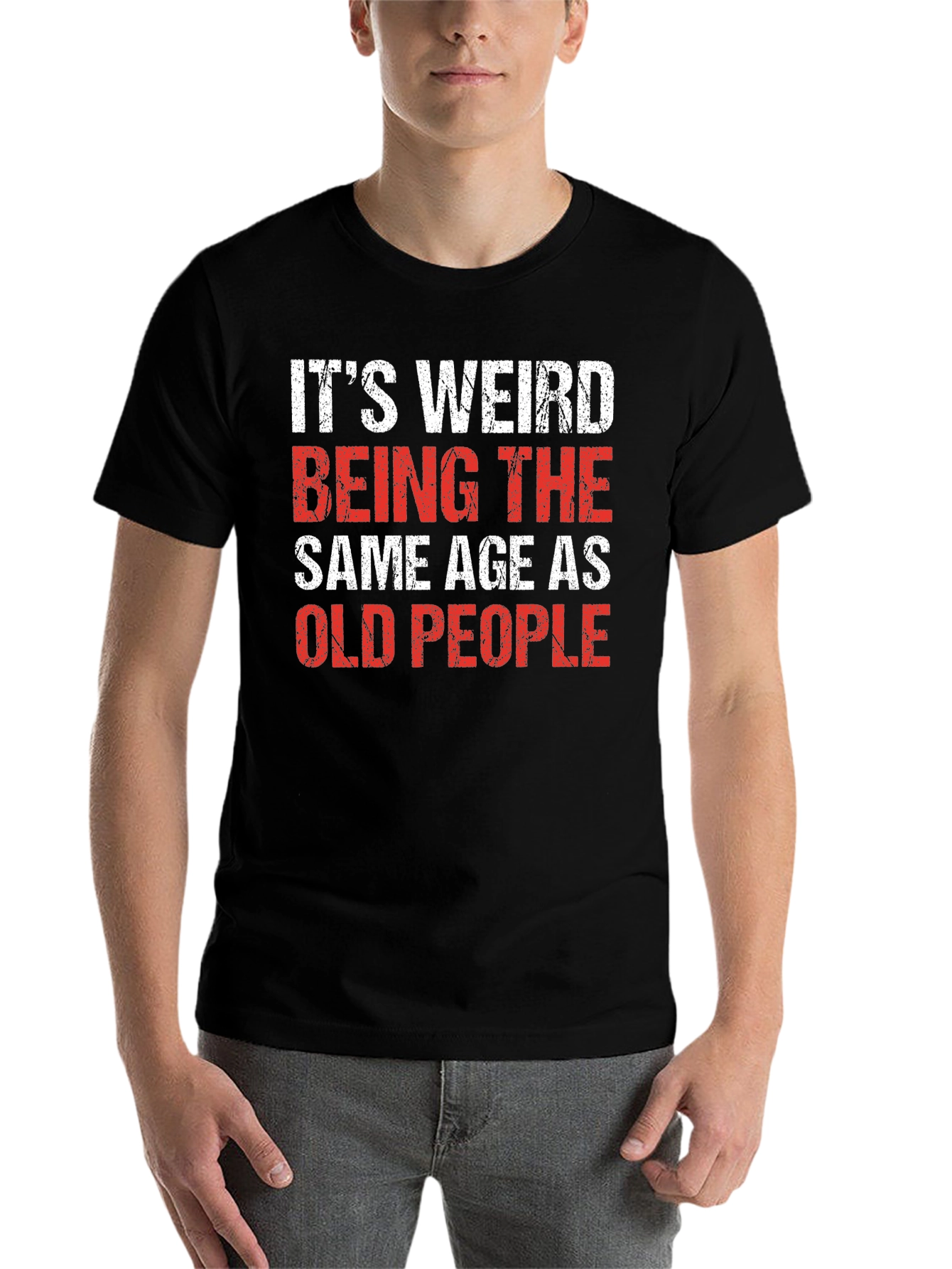 Black Funny 'Old People' Black Cotton Blend T-Shirt view 7