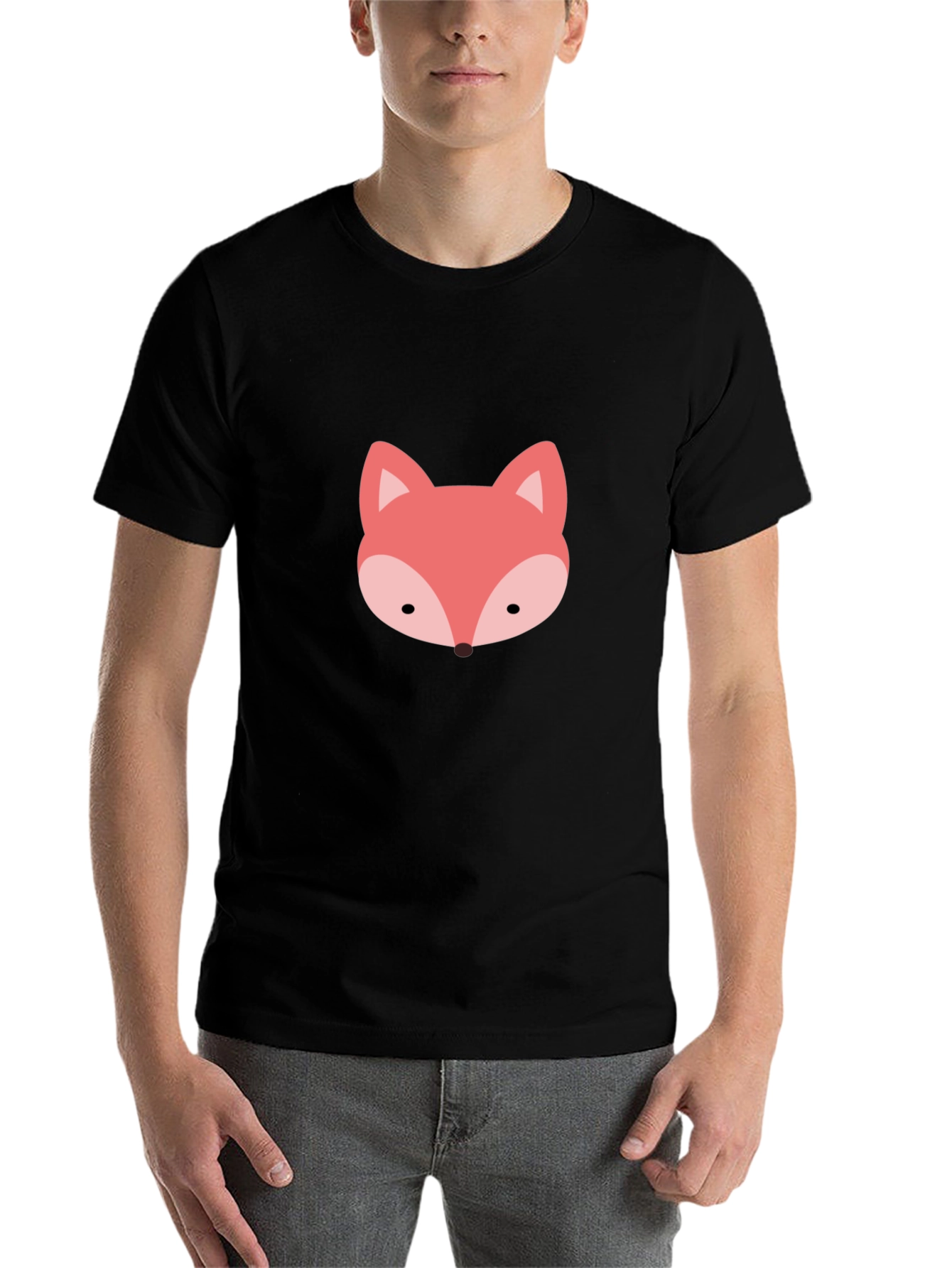 Black Cute Fox Graphic Tee - Soft Black T-Shirt view 7