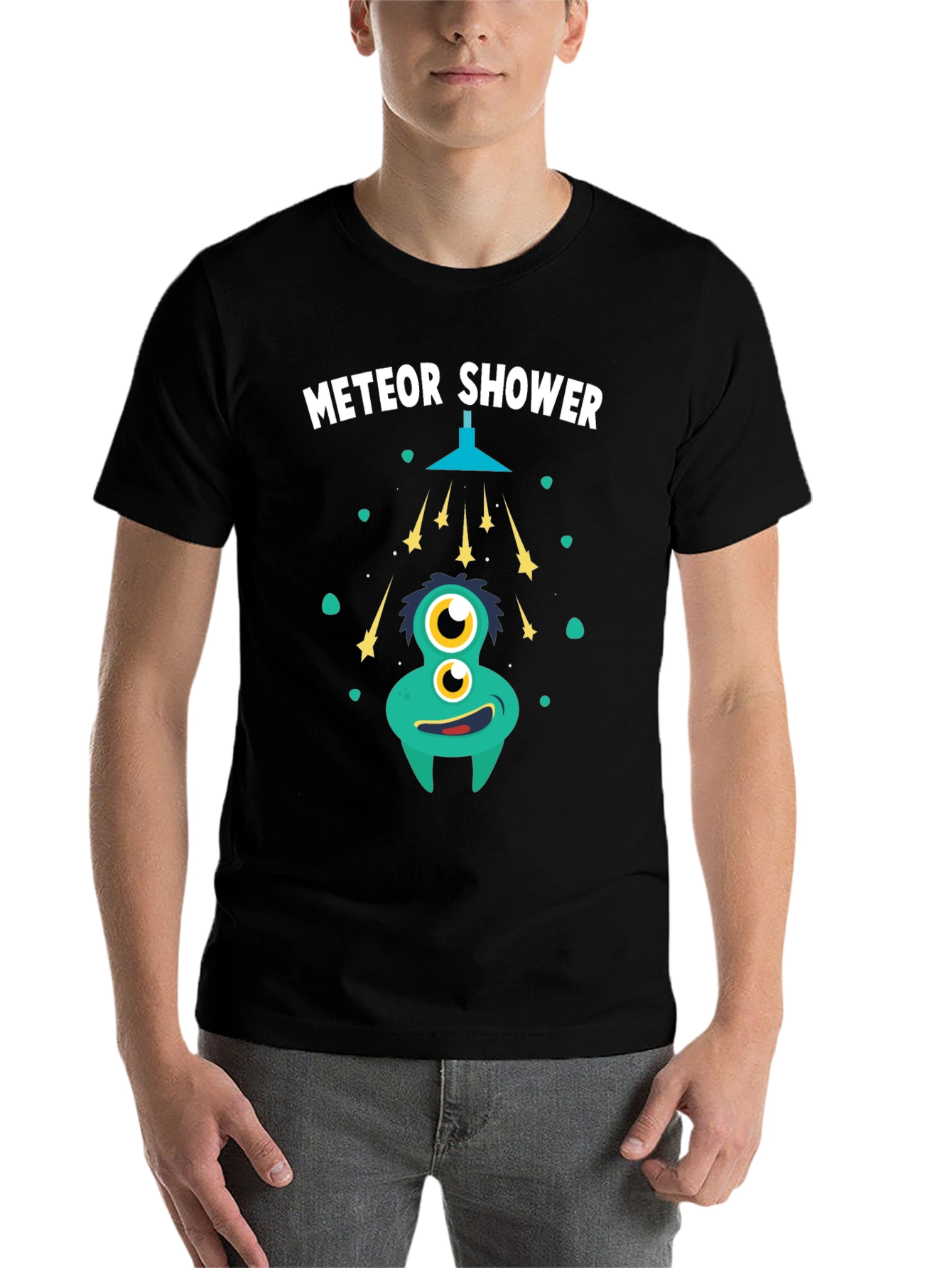 Black Meteor Shower T-Shirt - Funky Alien Graphic Tee view 7