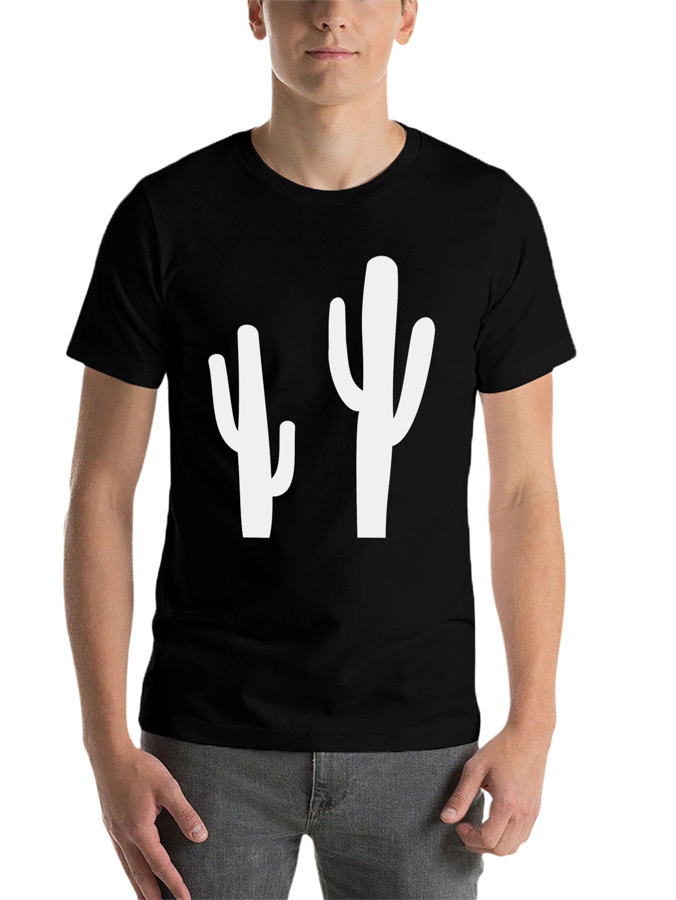Black Cactus Graphic Tee - Black Cotton T-Shirt view 7