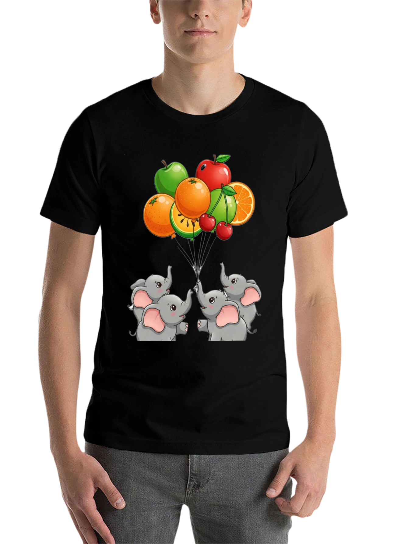 Black Elephant & Fruit Graphic Tee view 7