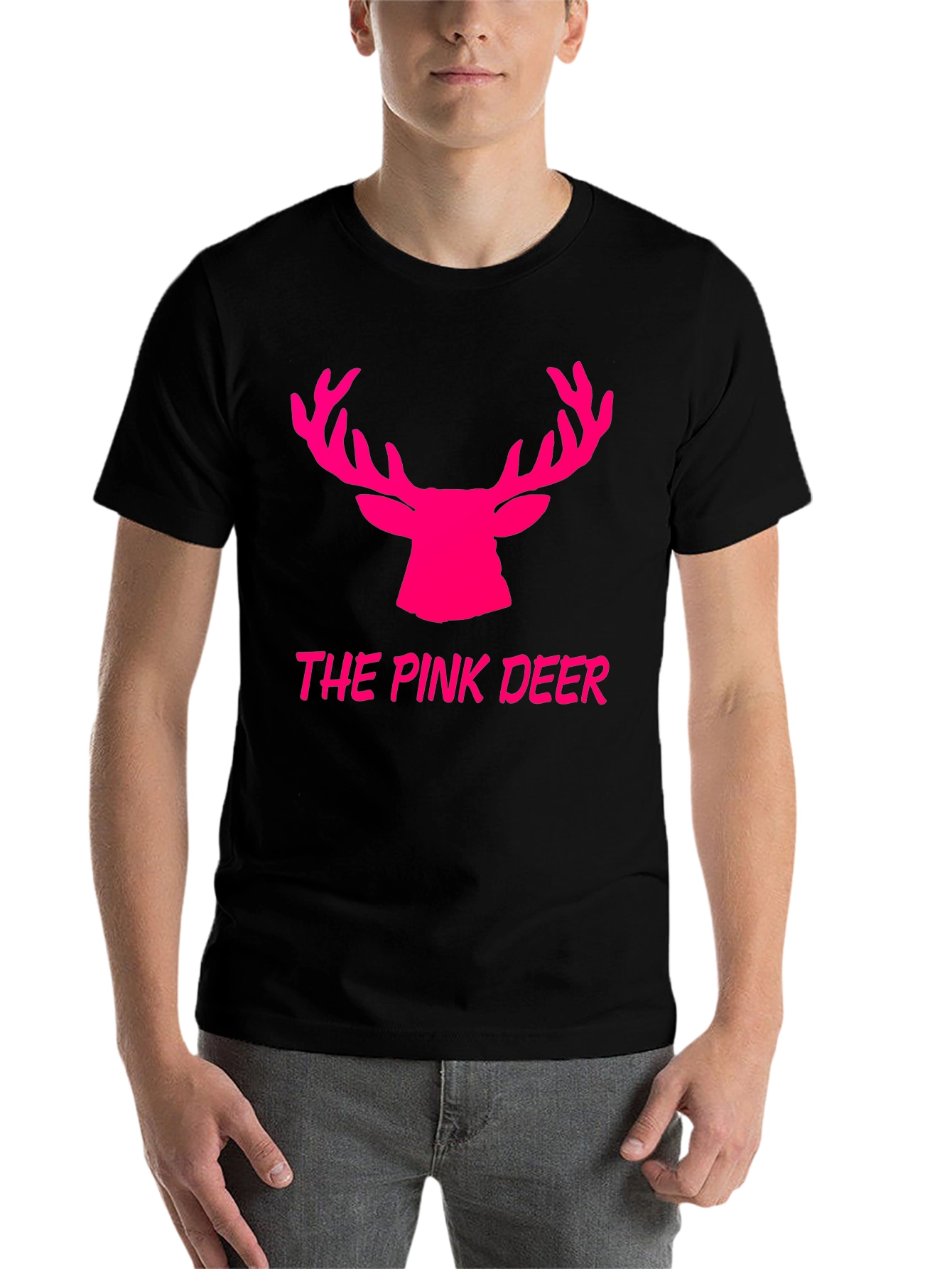 The Pink Deer Graphic Tee - Black Cotton Blend Shirt - 7