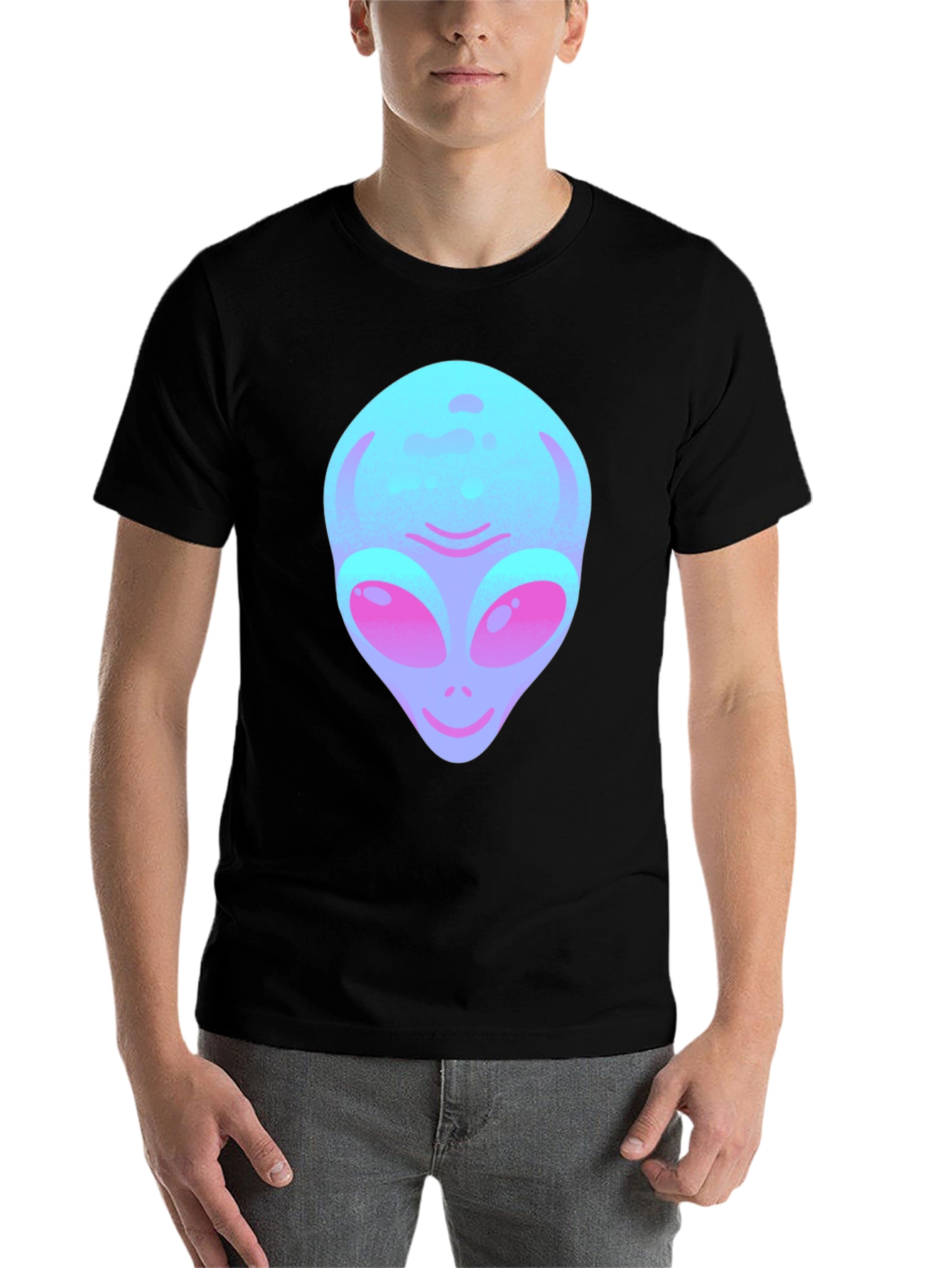 Black Alien Graphic Tee - Black Cotton Blend view 7