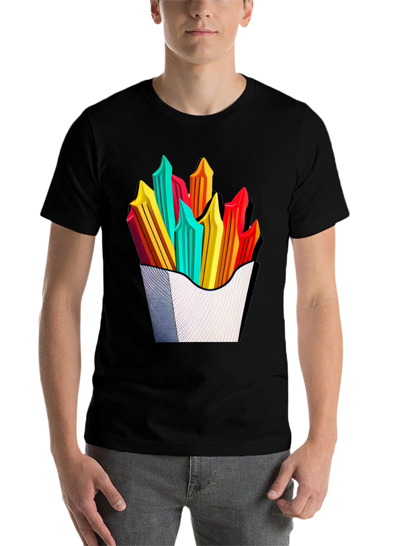 Black Funky Fries Graphic Tee - Stylish Unisex T-Shirt view 7