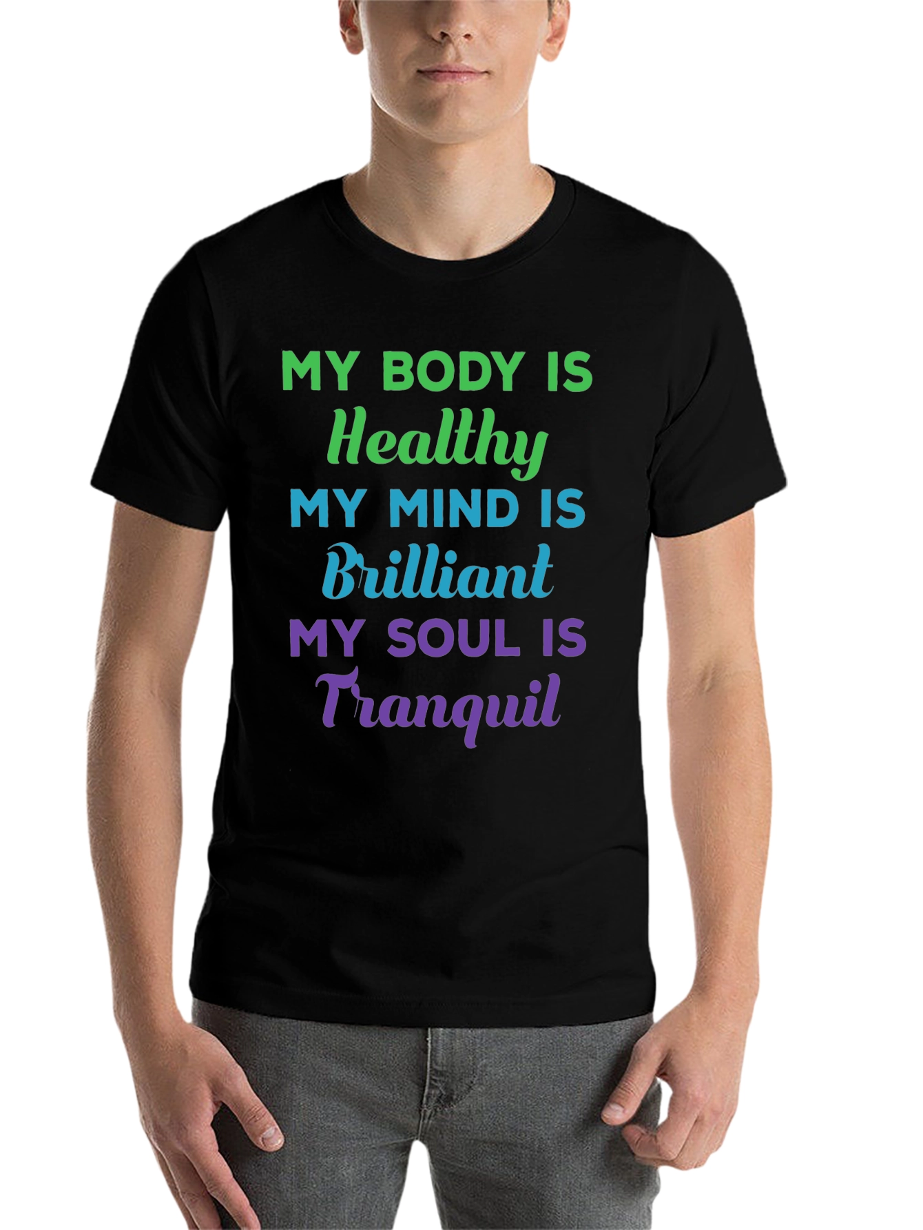 Healthy Mind, Body & Soul T-Shirt - Black - 7