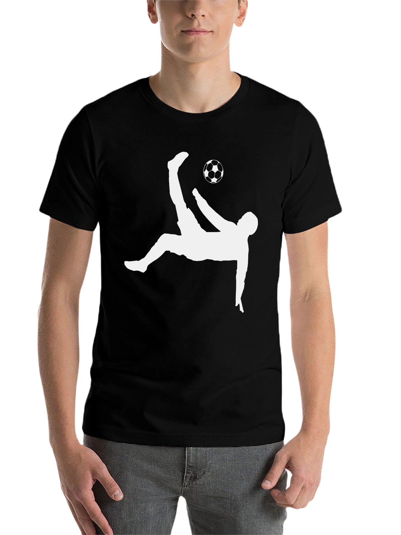 Black Soccer Bicycle Kick Graphic Tee view 7
