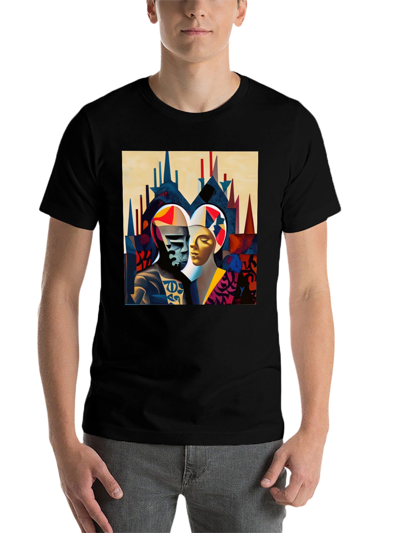 Black Abstract Art Graphic Tee view 7
