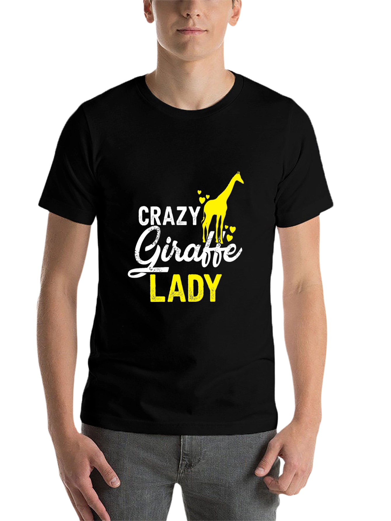 Black Crazy Giraffe Lady T-Shirt - Funny Animal Lover Tee view 7