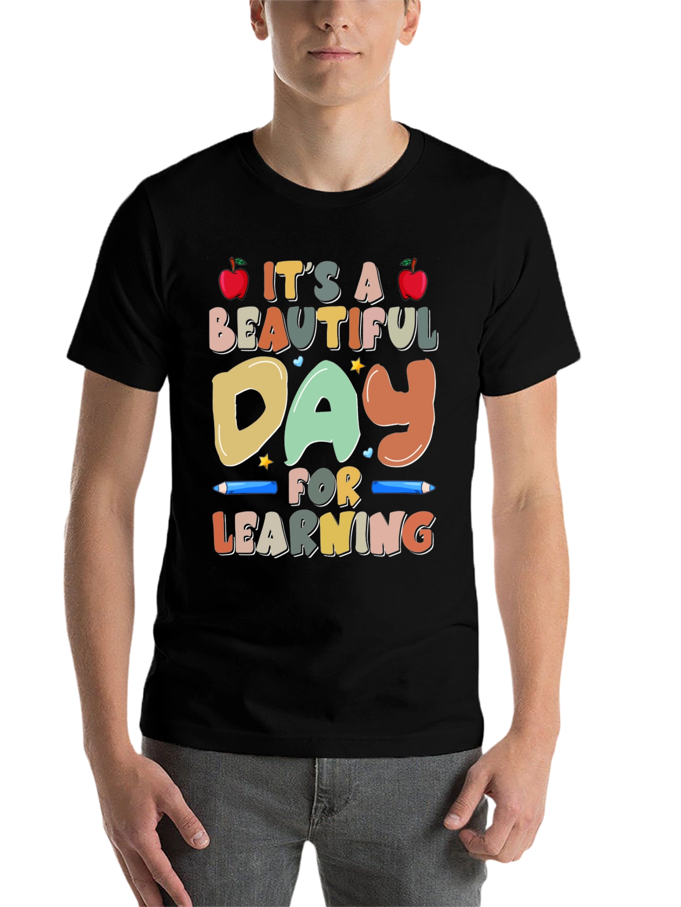 Black It's a Beautiful Day for Learning T-Shirt view 7