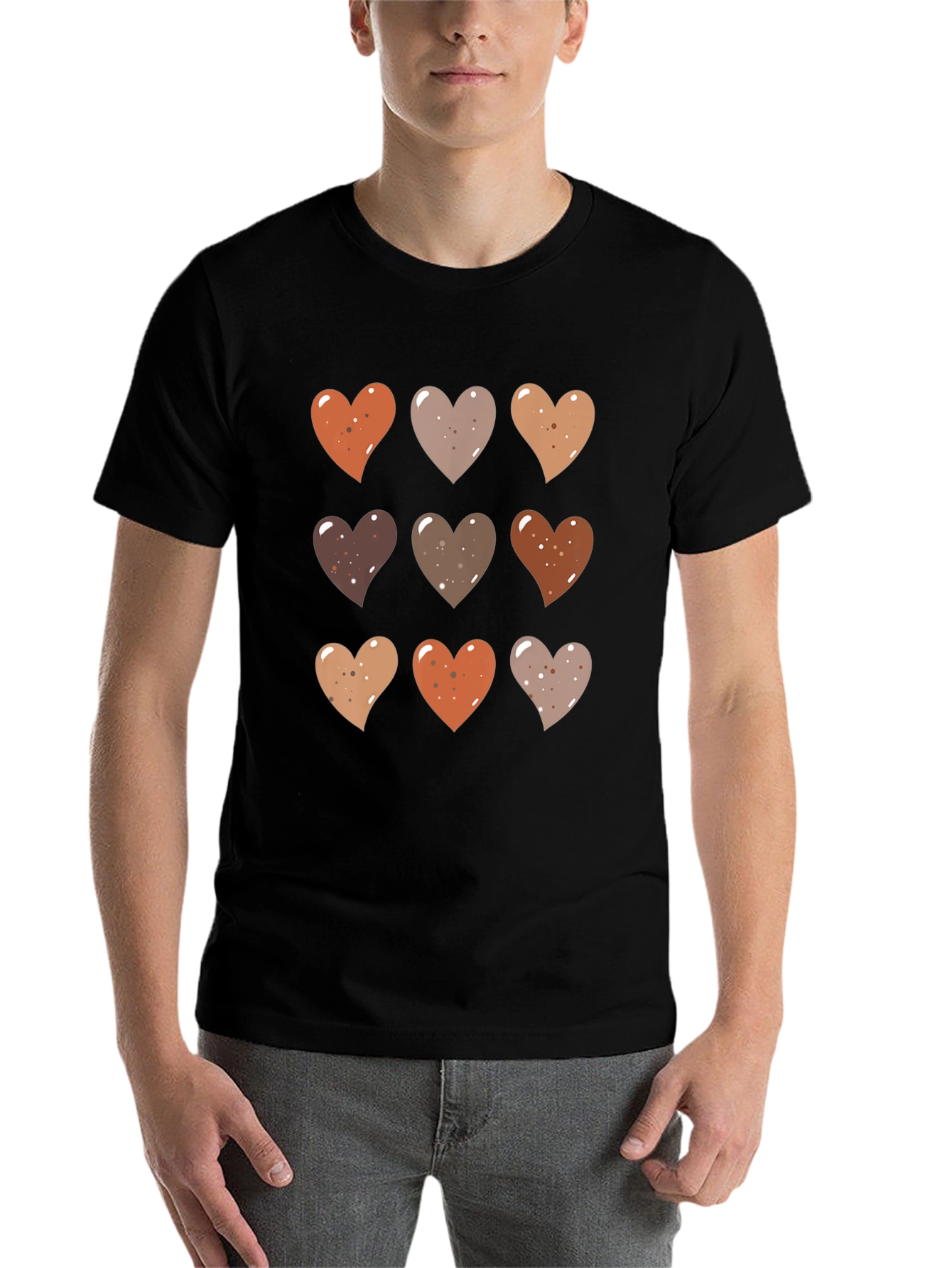 Black Heart Pattern T-Shirt - Stylish Casual Wear view 7
