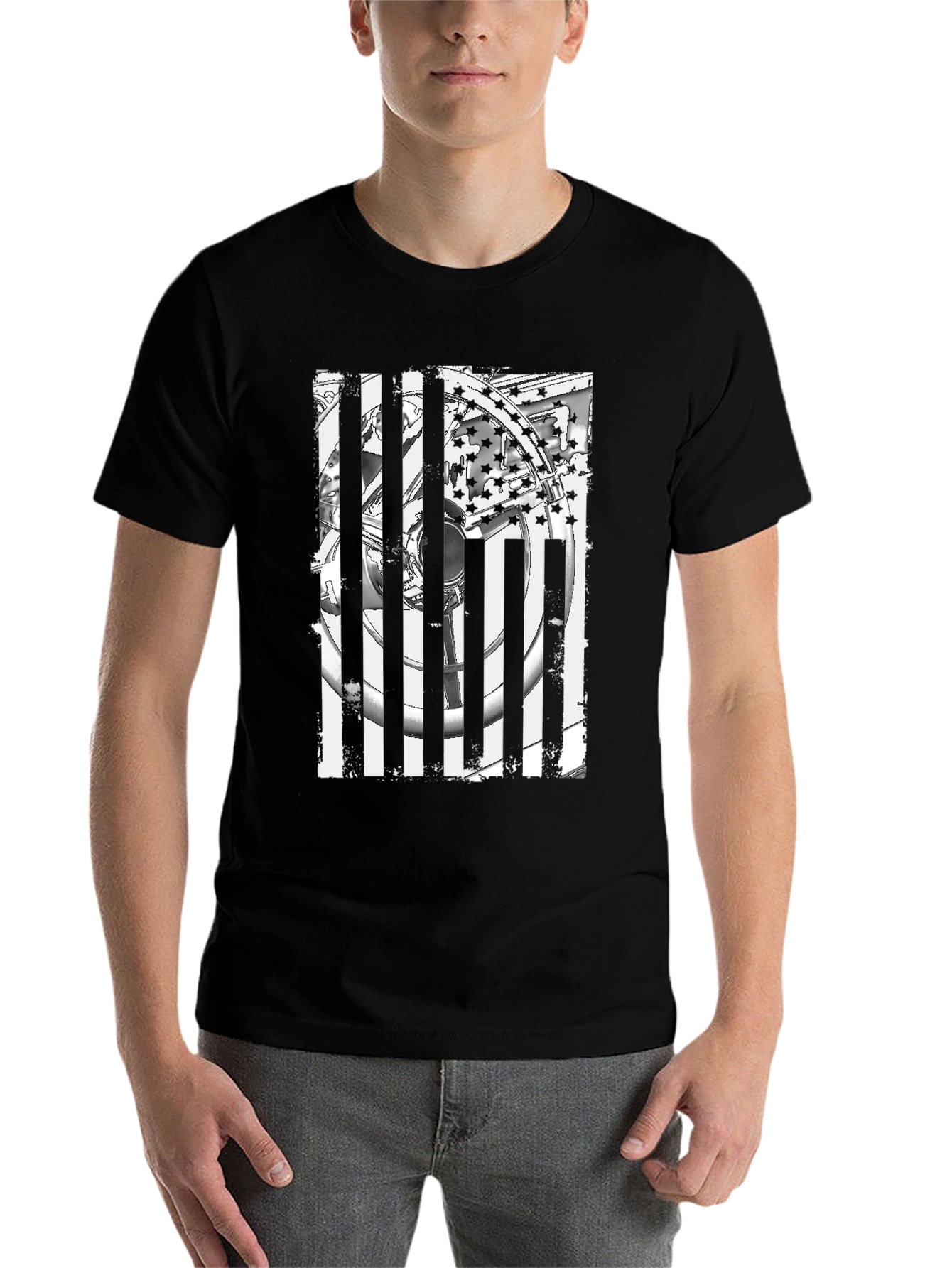 Black Patriotic Wheel T-Shirt view 7