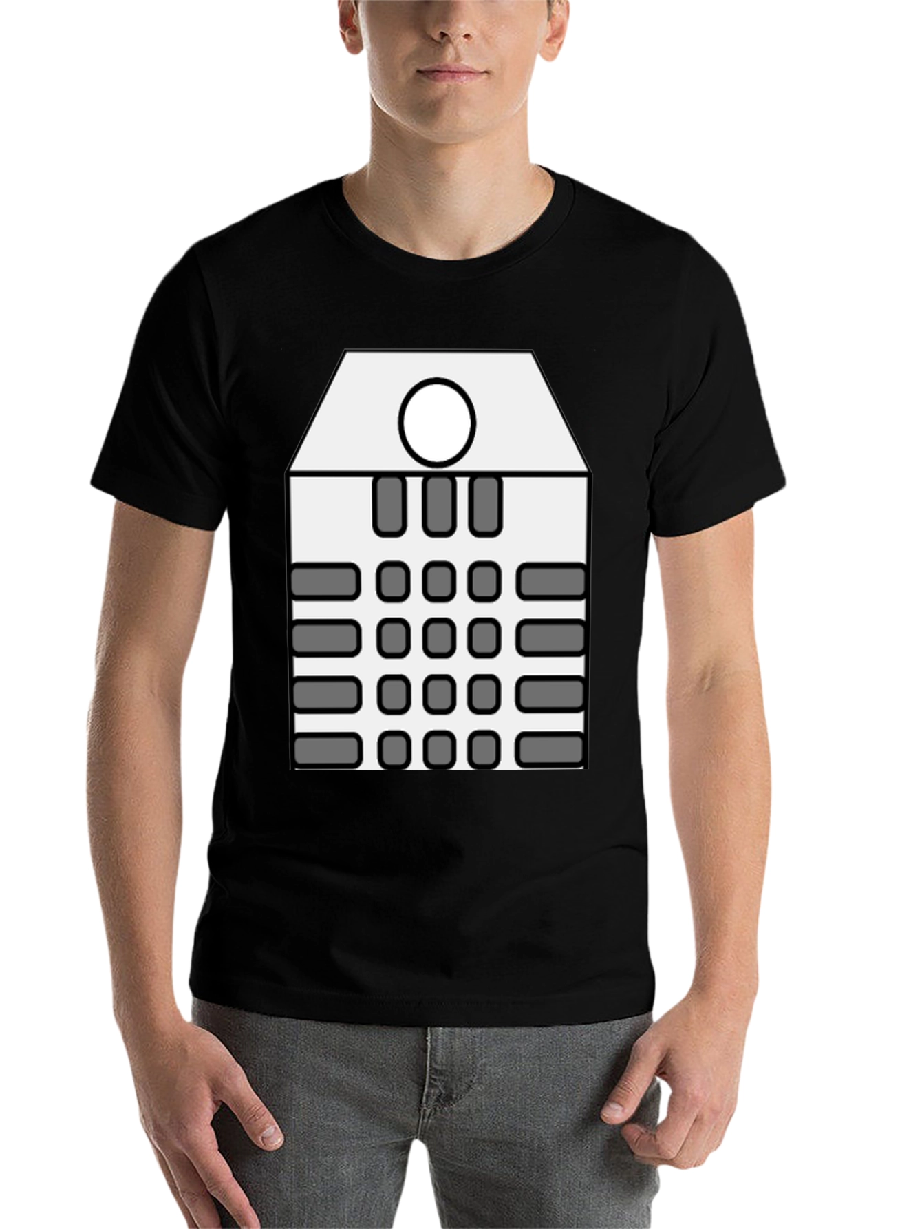 Black Geometric Grid Graphic Tee - Modern Minimalist Design view 7