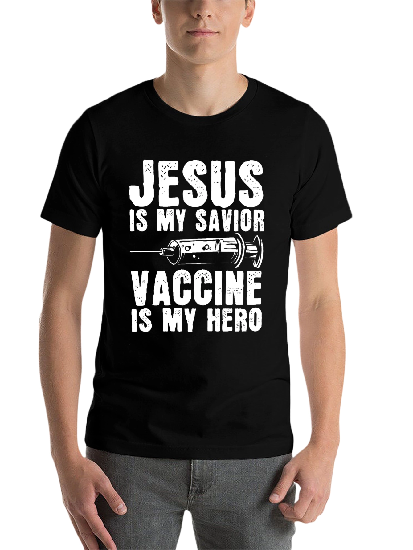 Jesus is my Savior, Vaccine is my Hero Graphic Tee - 7