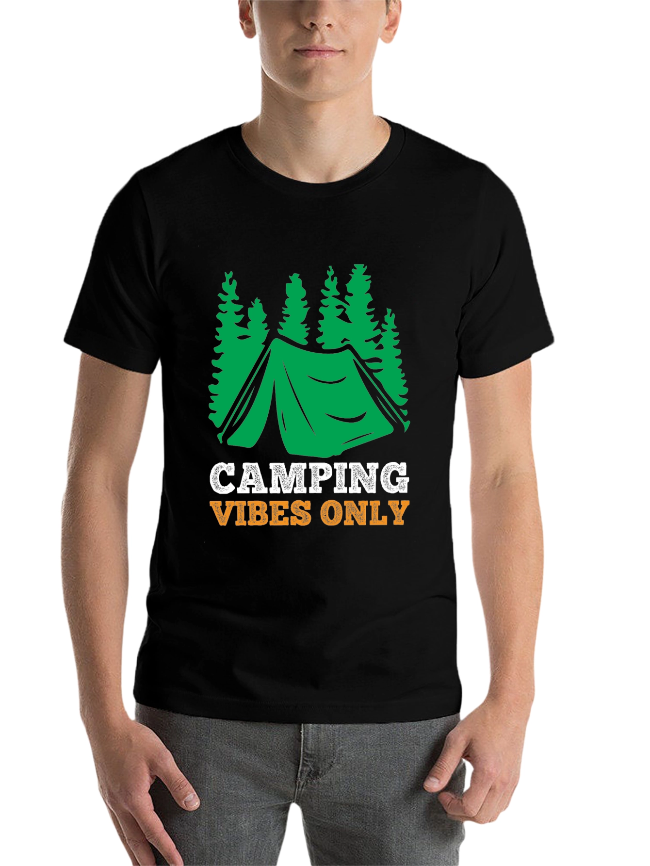 Black Camping Vibes Only Graphic Tee - Black view 7