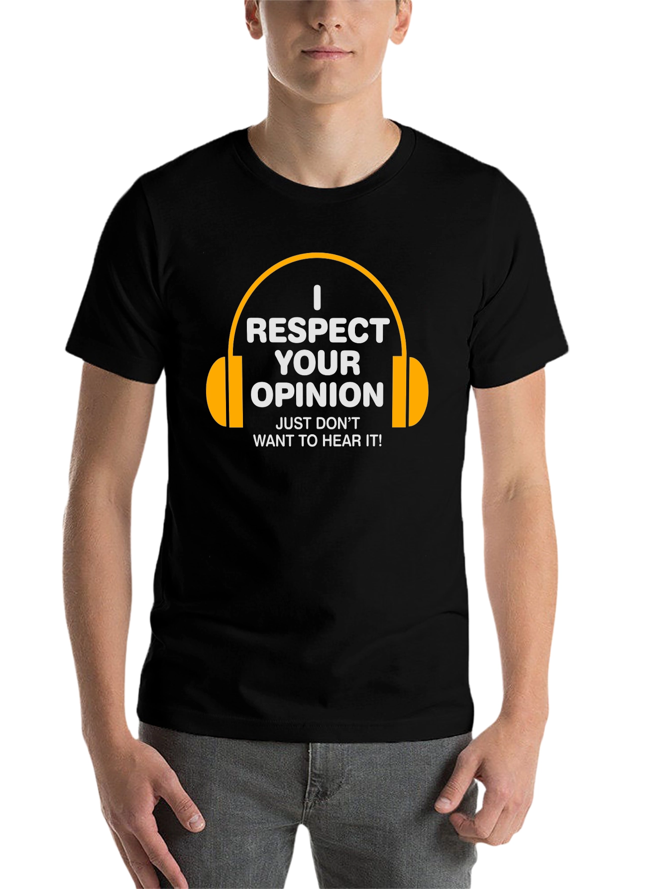 Black I Respect Your Opinion Funny T-Shirt view 7