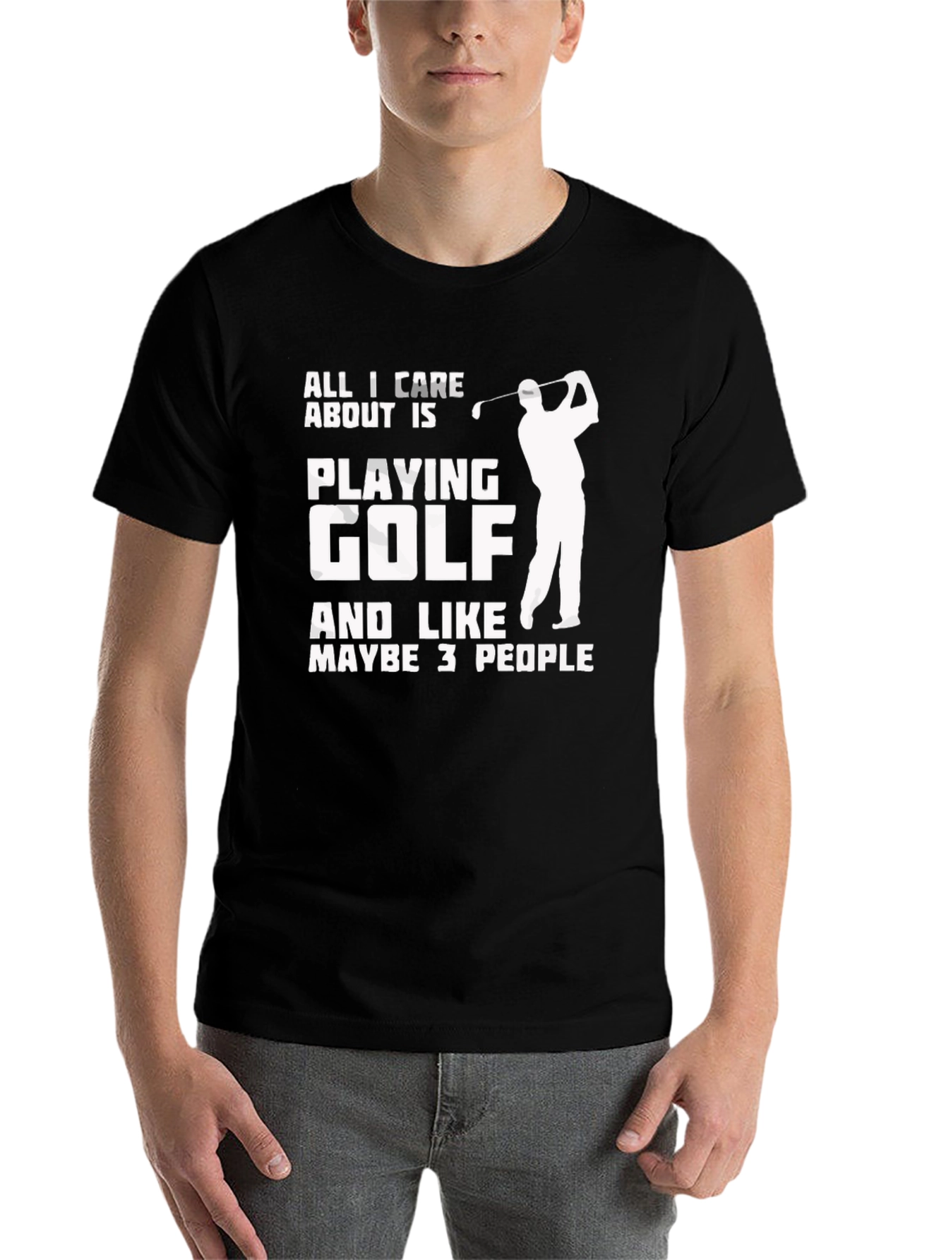 Black Funny Golf T-Shirt: All I Care About Is Playing Golf view 7